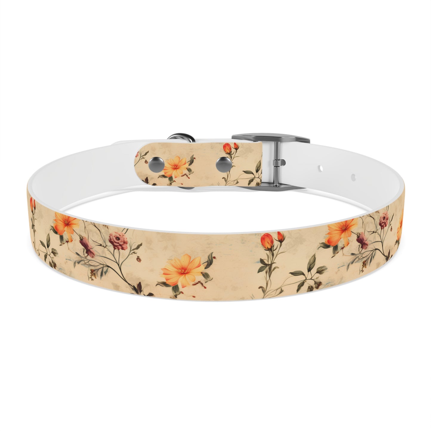 Floral Vintage Dog Collar – Peach Rose Print Pet Collar