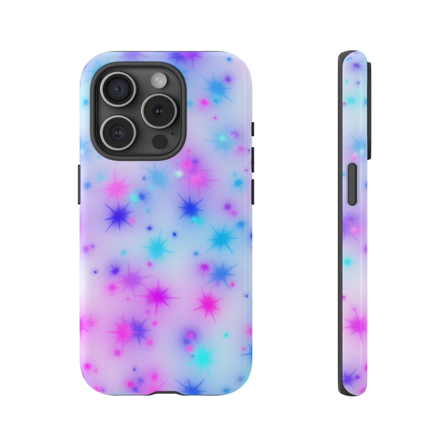 Galaxy Starburst Tough Phone Case — Pastel Pink & Blue Sparkle Protective Cover