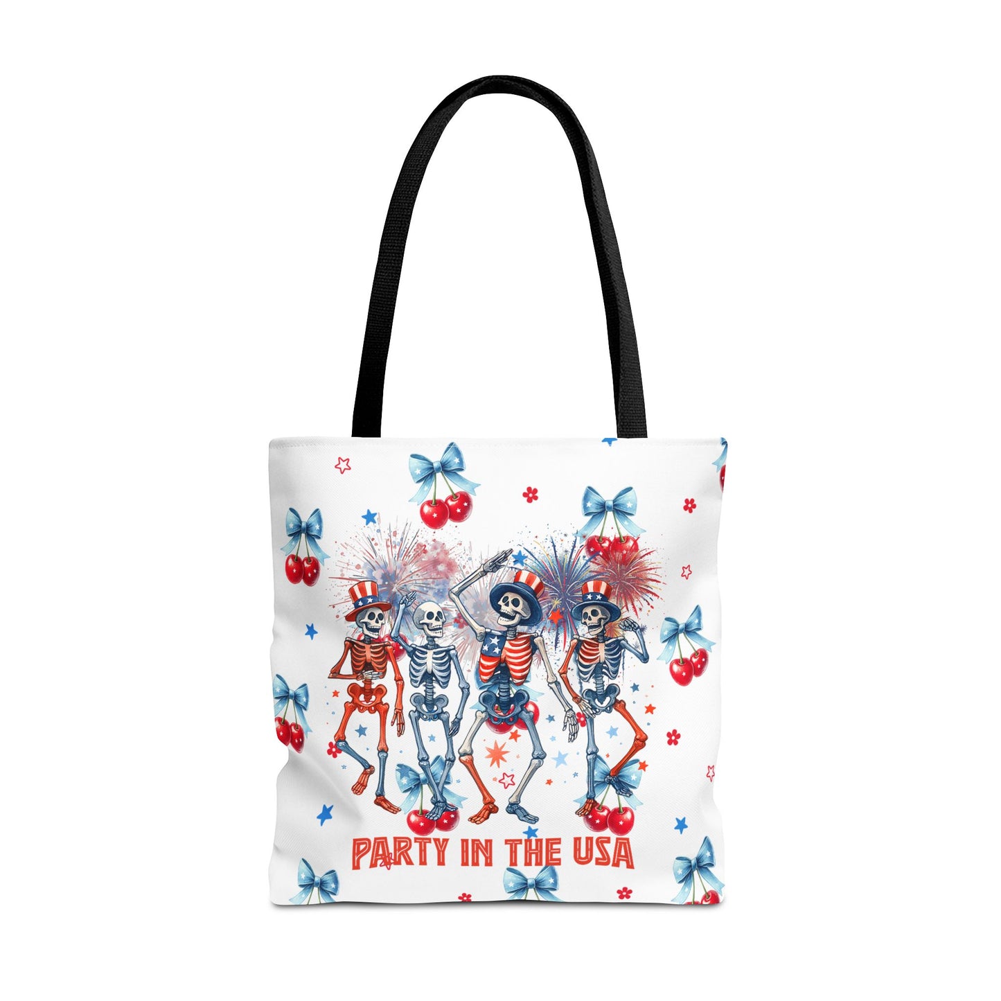 Patriotic Skeletons Tote Bag — "Party in the USA" 4th of July All-Over Print