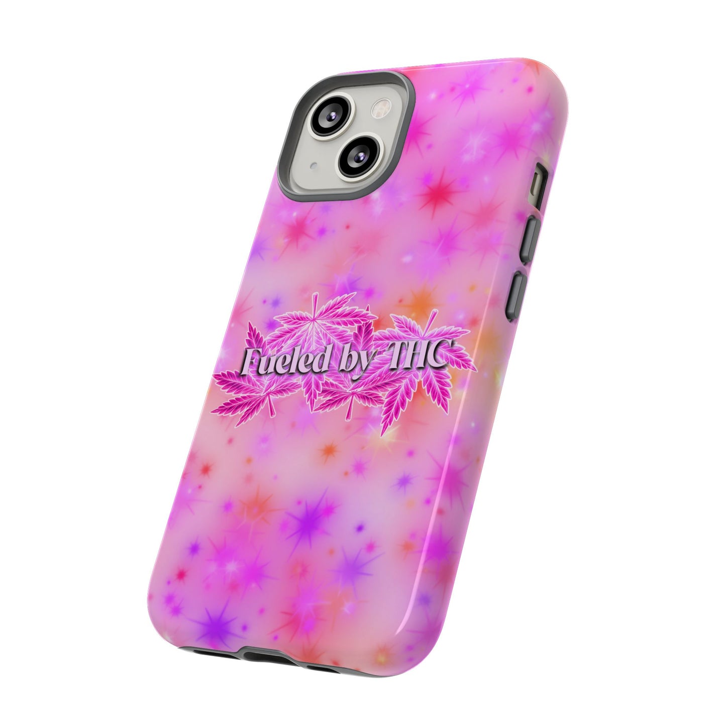 Fueled by THC Phone Case — Pink Cannabis Leaf Protective Case