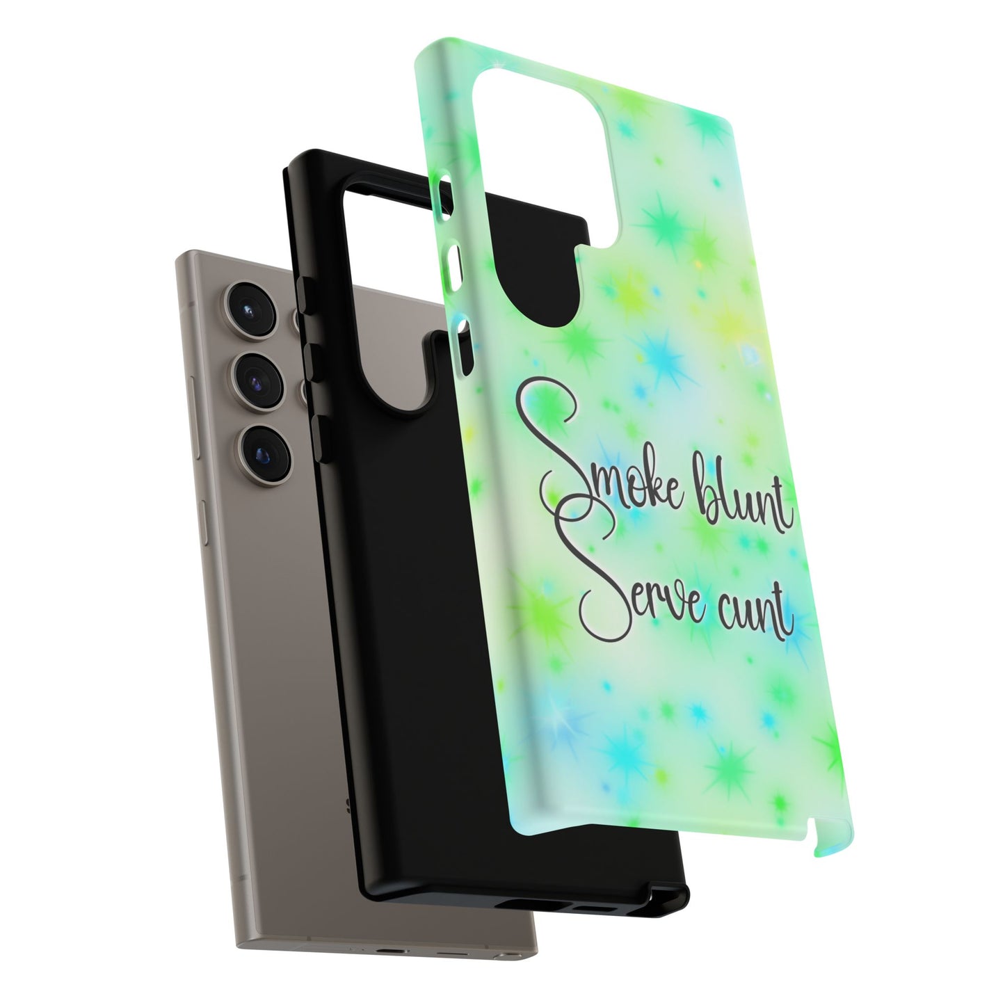Phone Case — "Smoke blunt Serve cunt" Green Starburst Protective Case