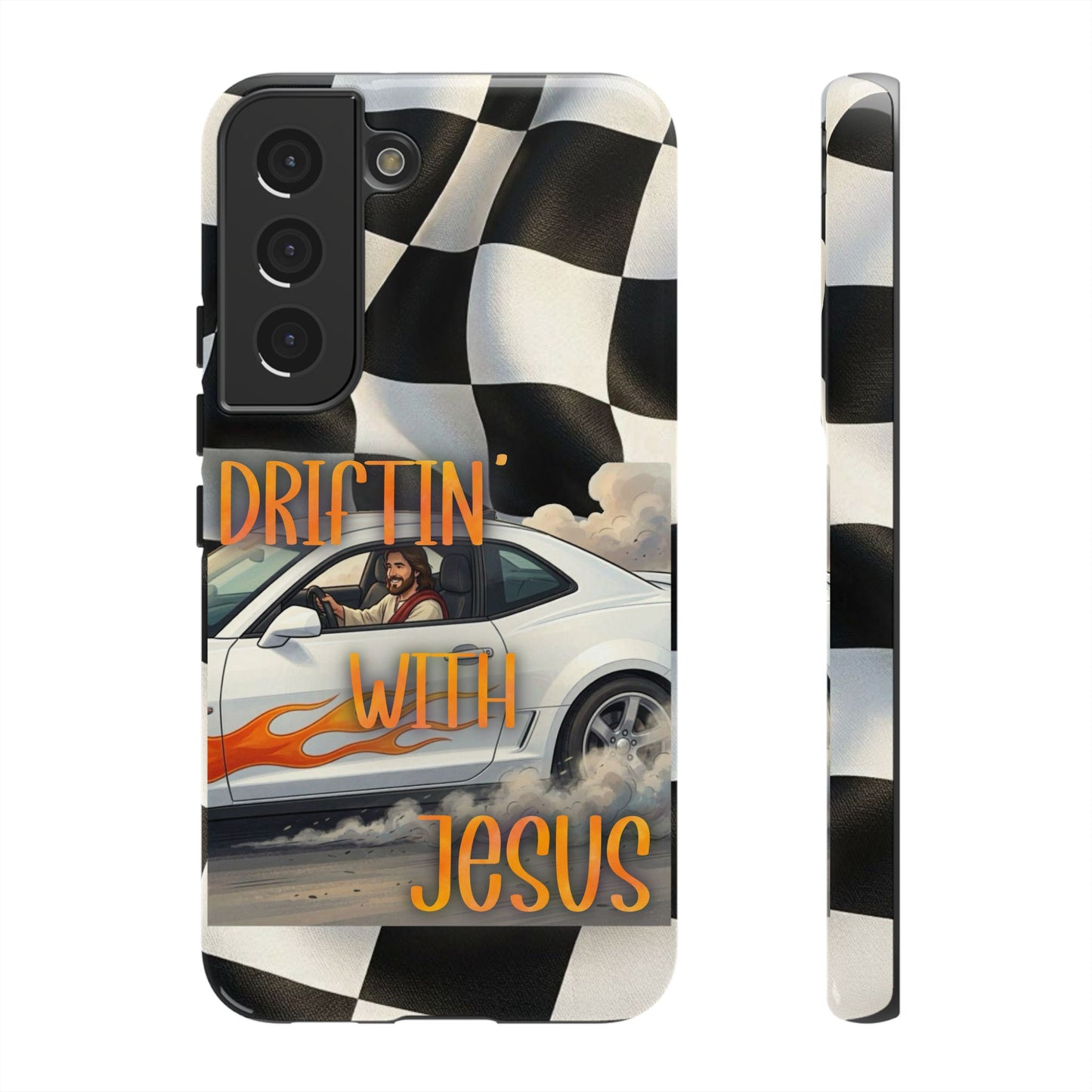 Phone Case — "Driftin' With Jesus" Racing Crosscheck Design - Samsung/ Google phones