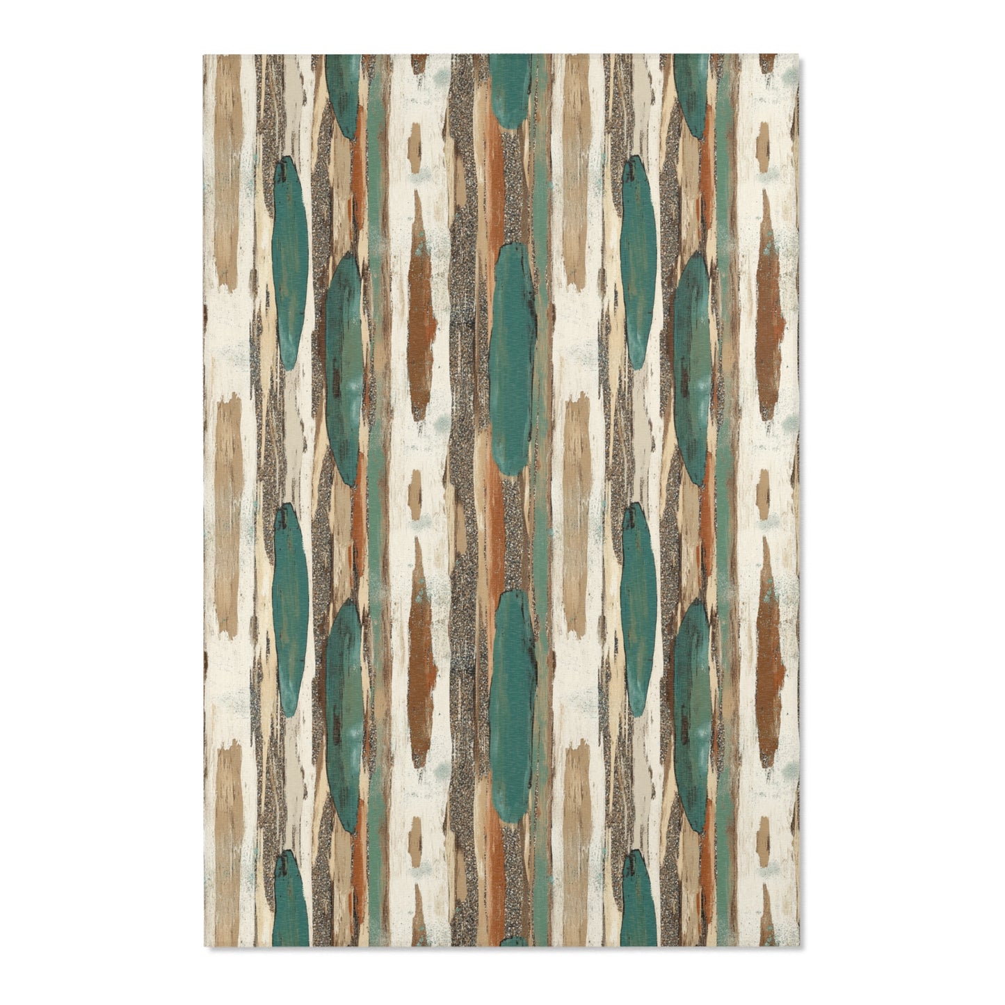 Boho Teal & Rust Brushstroke Area Rug