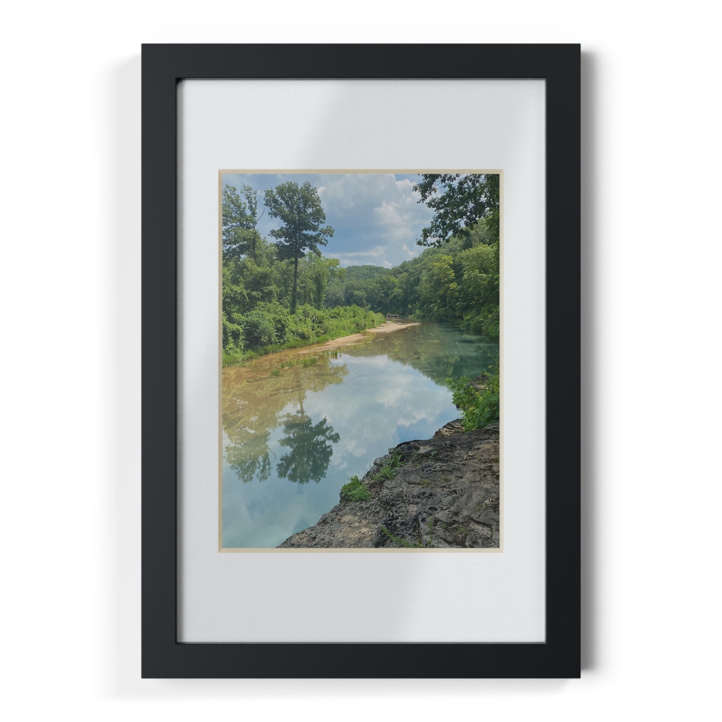Black Framed Landscape Poster — River Reflection Wall Art
