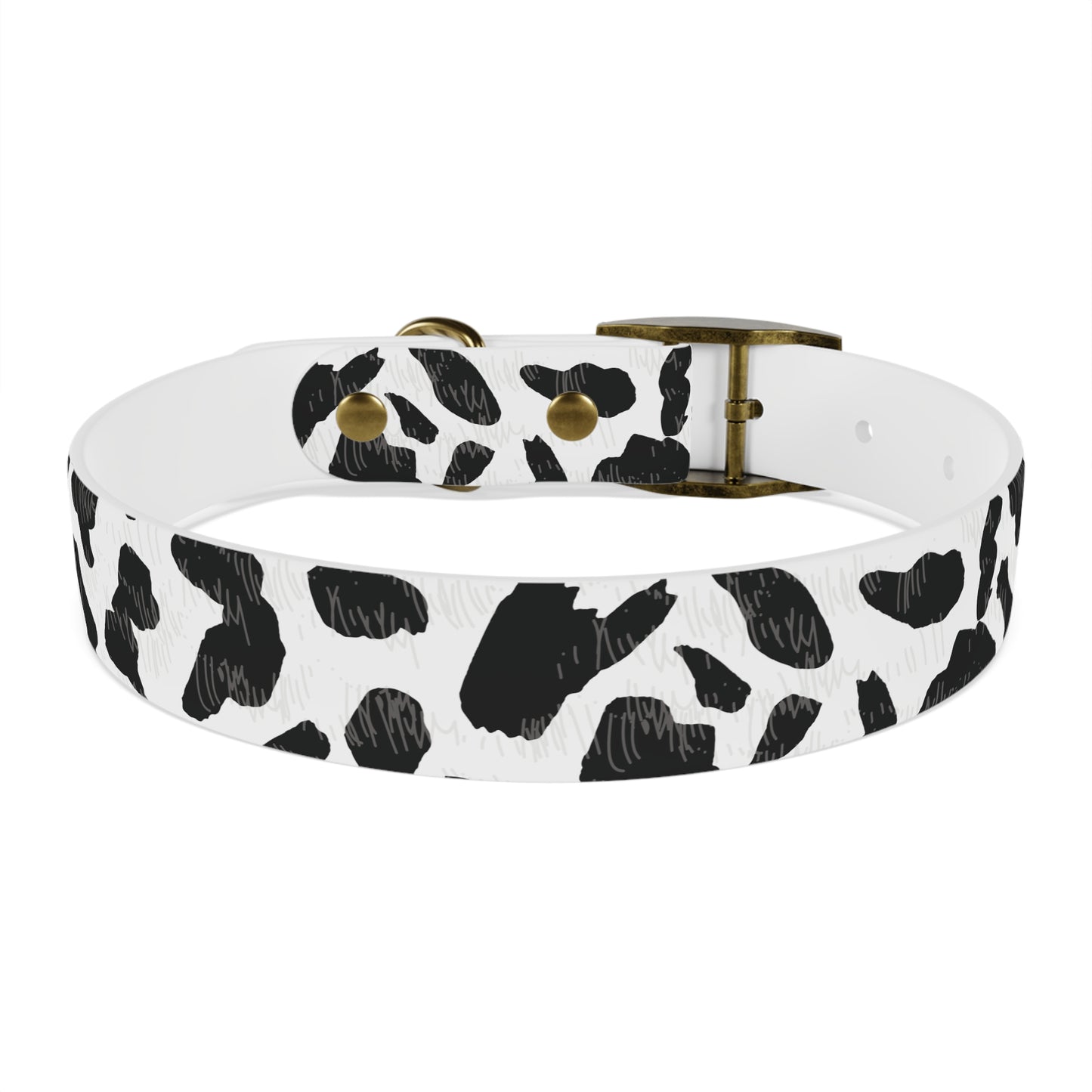 Cow Print Dog Collar — Black & White Spot Pattern