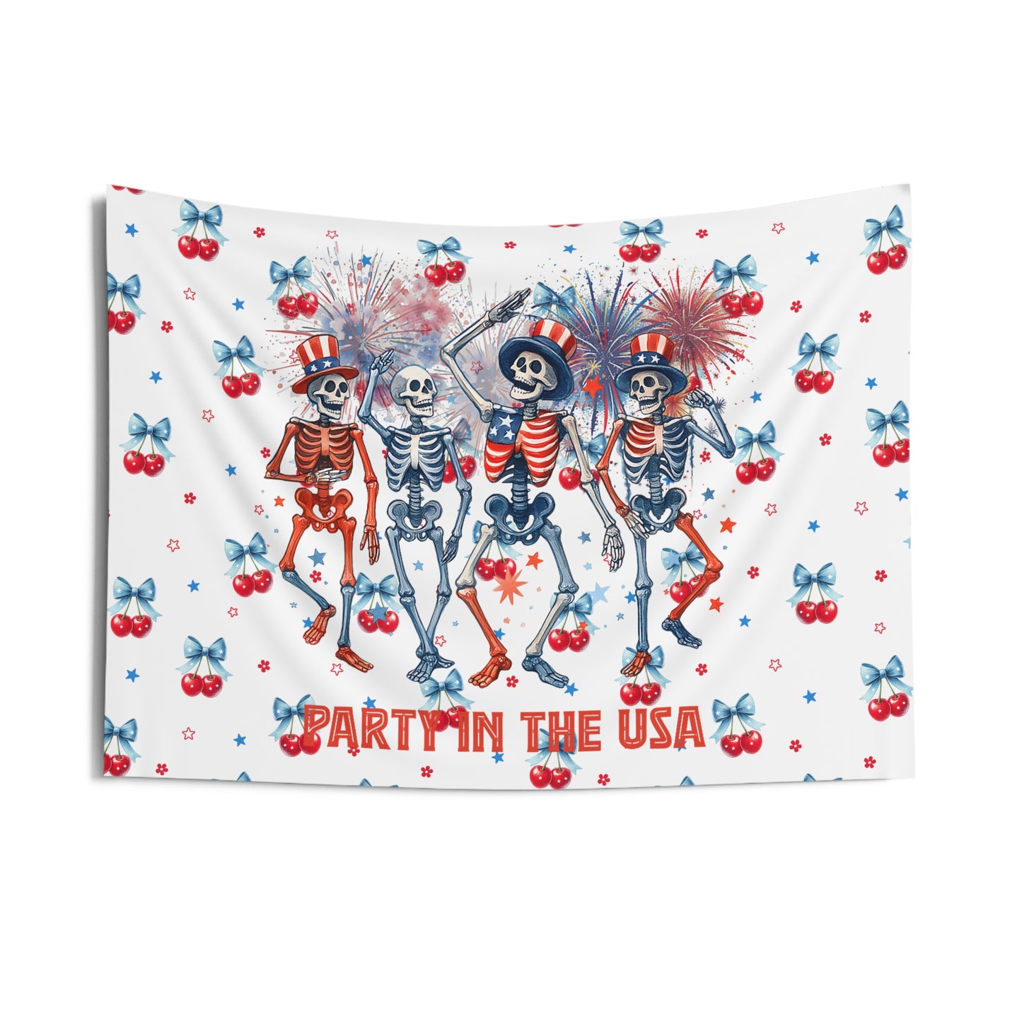 Patriotic Skeletons Tapestry — "Party in the USA" 4th of July Wall Hanging