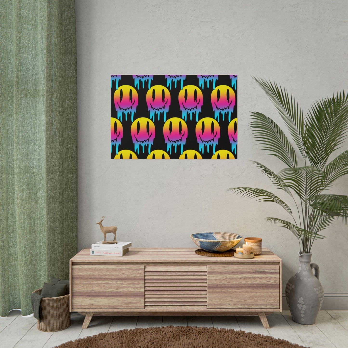 Neon Drip Smiley Poster