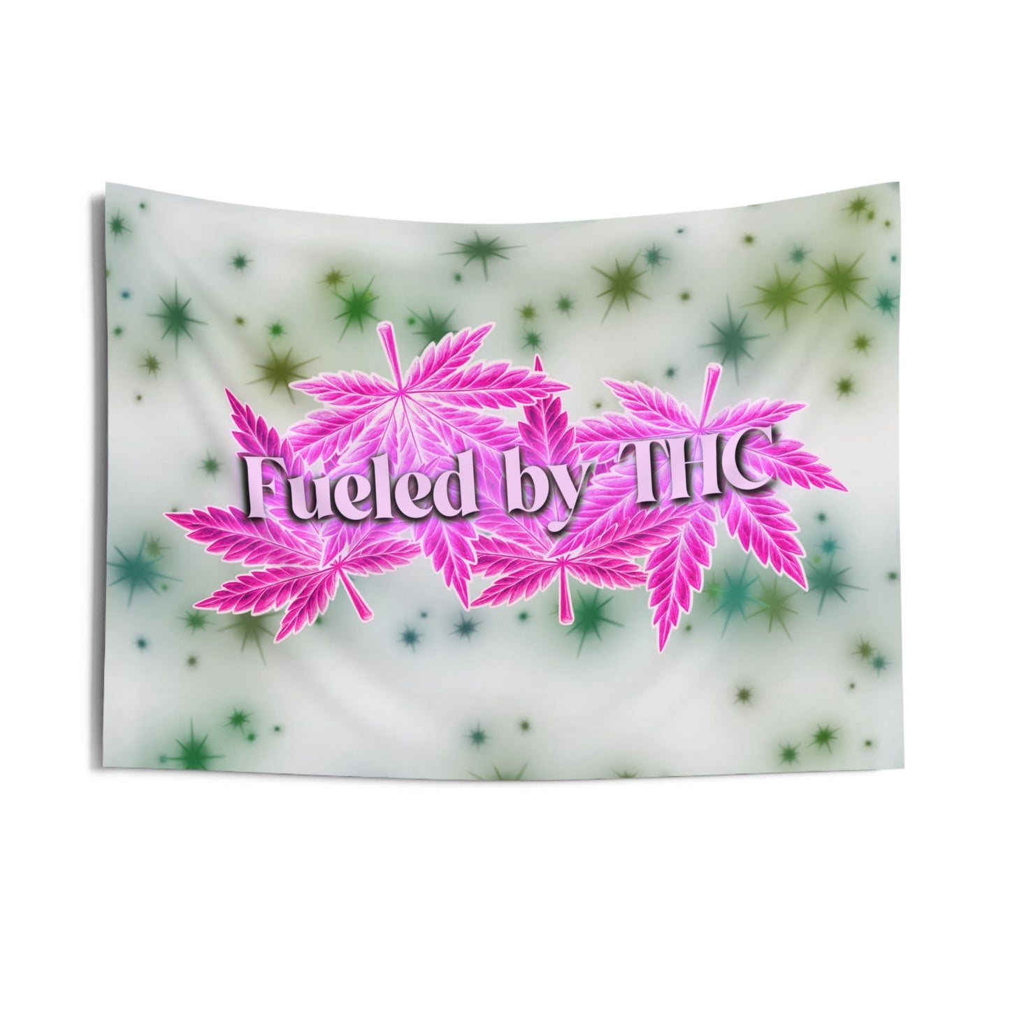 Tapestry - "Fueled by THC" Pink Cannabis Leaf Wall Hanging