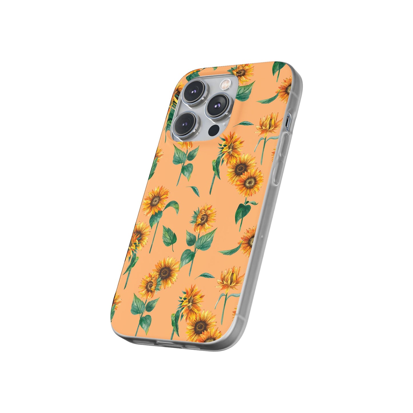 Sunflower Pattern Flexi Case — Floral Phone Case on Peach Background