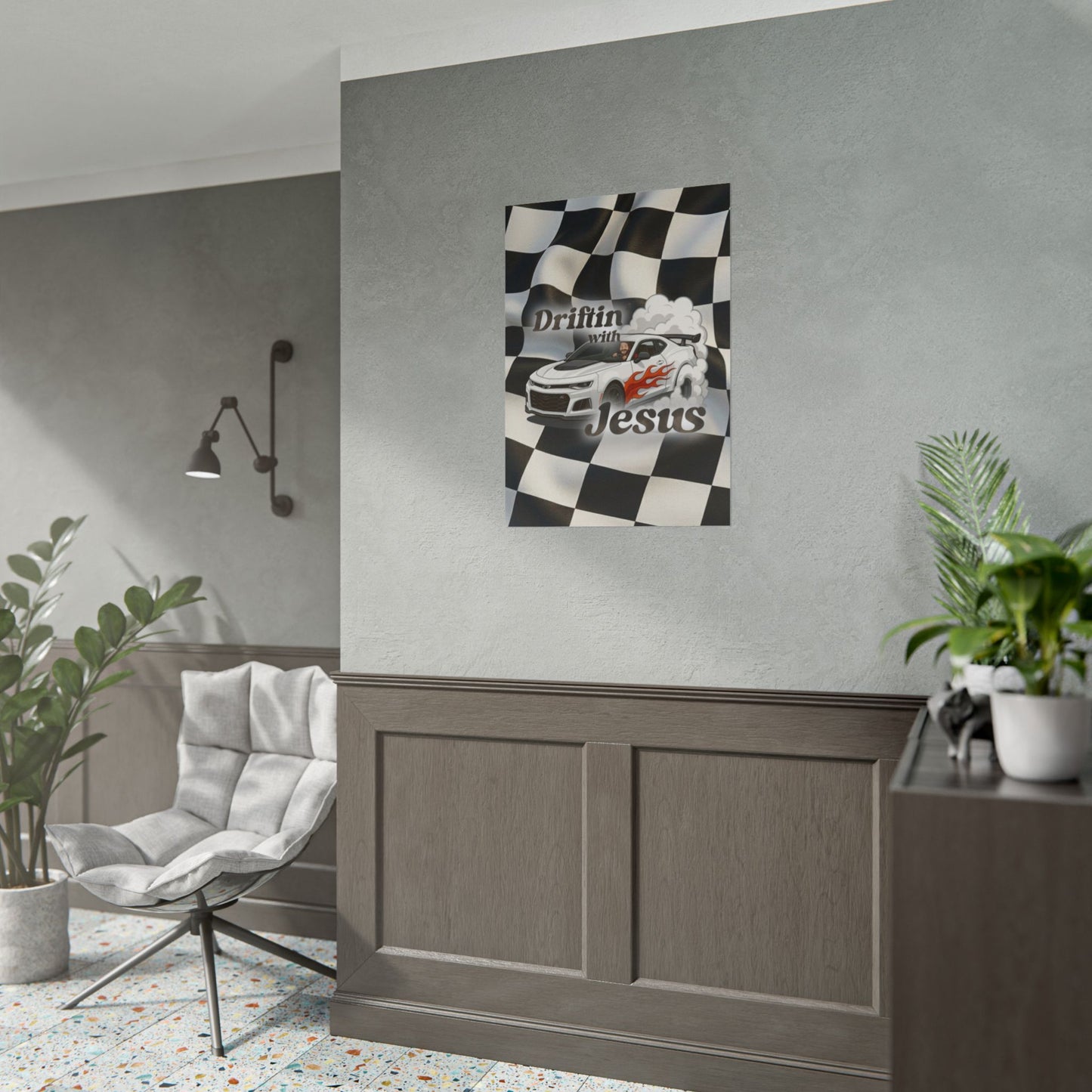 Rolled Poster — "Driftin' with Jesus" Racing Car Wall Art