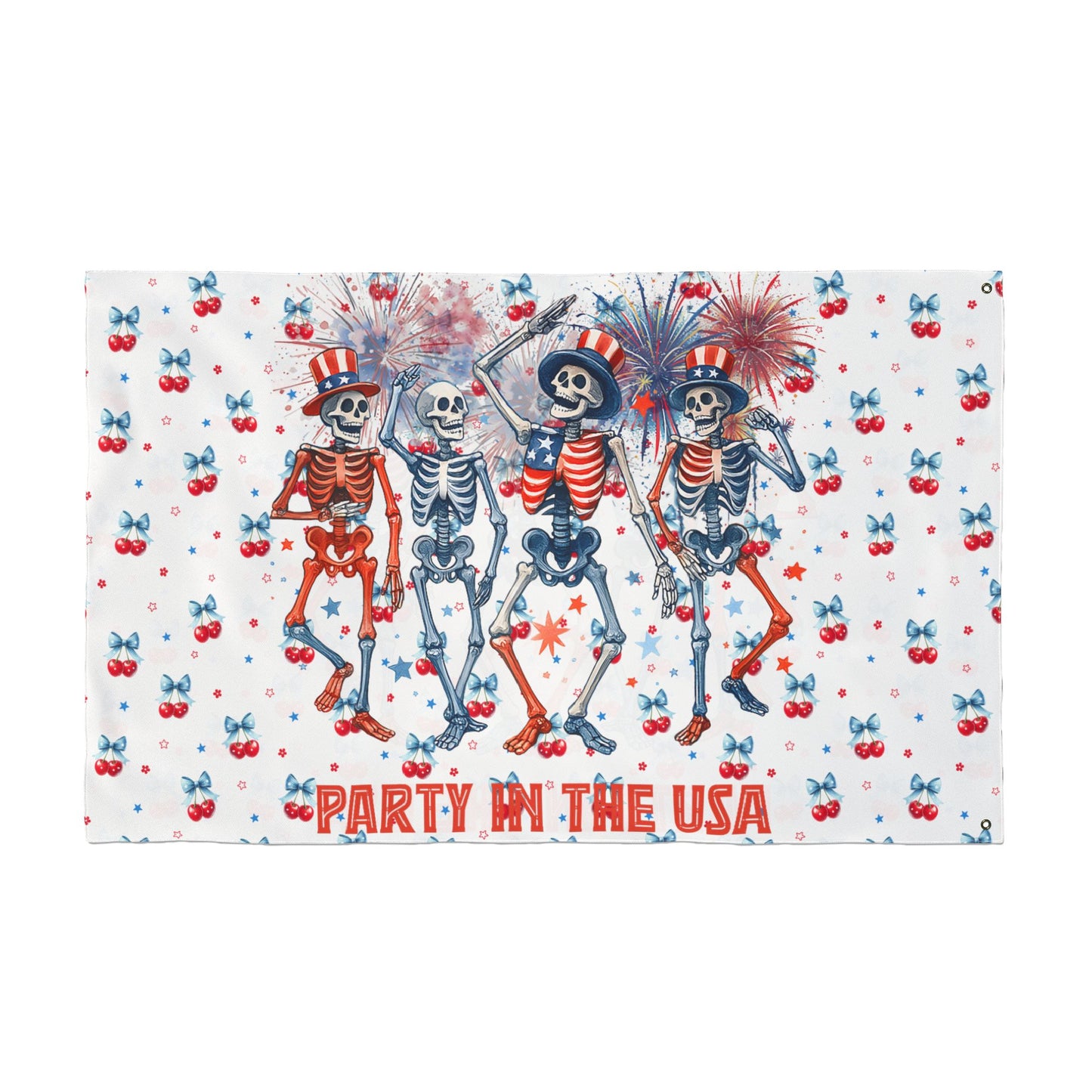 Party in the USA Skeletons Double-Sided Flag — 4th of July Patriotic Decor