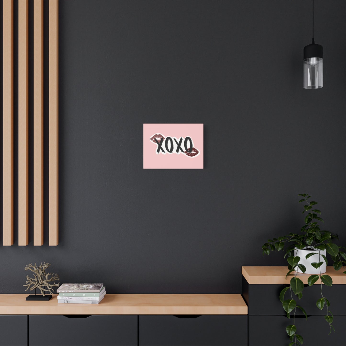 XOXO Kiss Wall Canvas — Pink Romantic Home Décor for Valentine’s Day