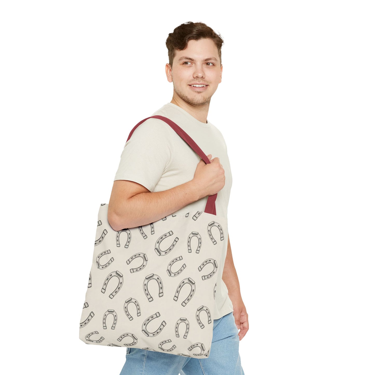 Horseshoe Pattern Tote Bag – Lucky Neutral Printed Canvas Tote