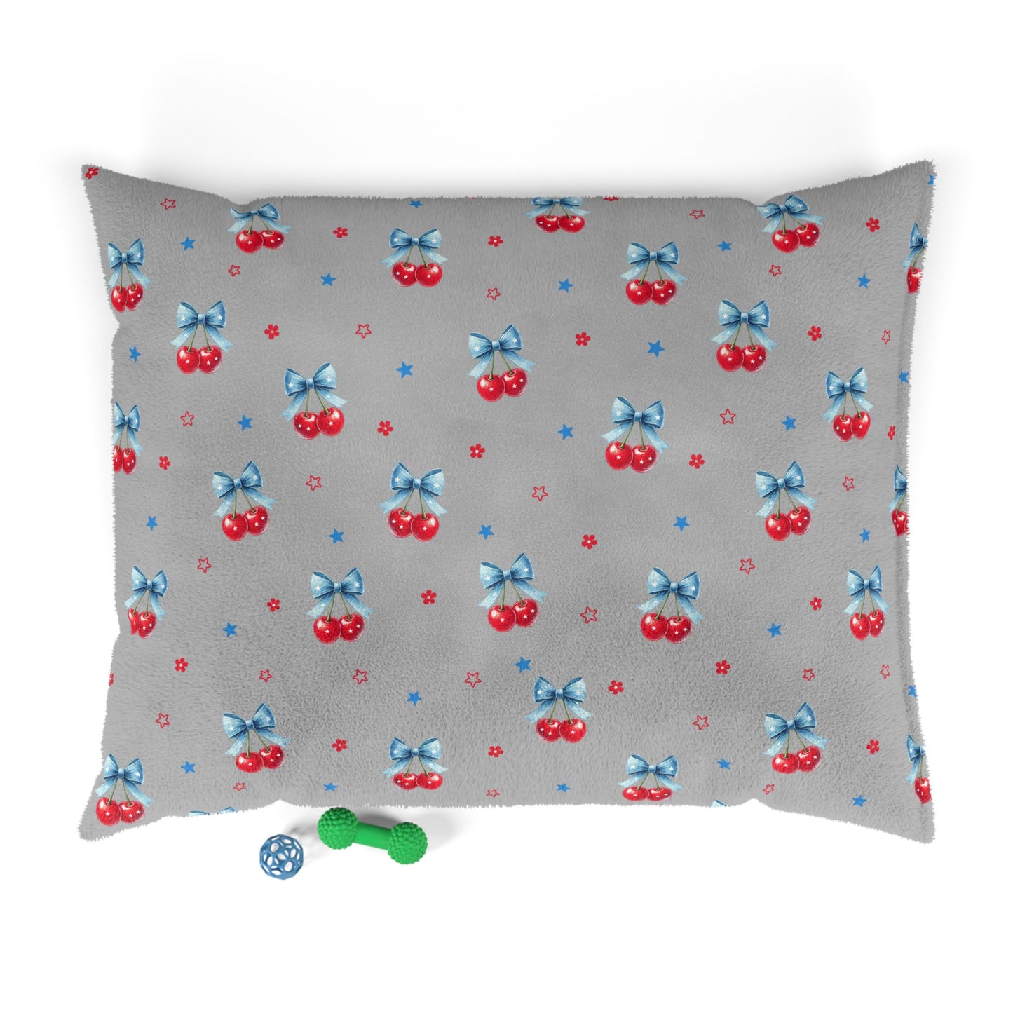 Cherry Bow Pet Bed — Soft Plush Dog & Cat Cushion