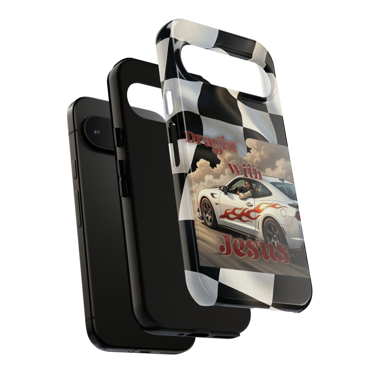 Phone Case — "Dragin' With Jesus" Racing Checkered flag - Samsung / Google phones