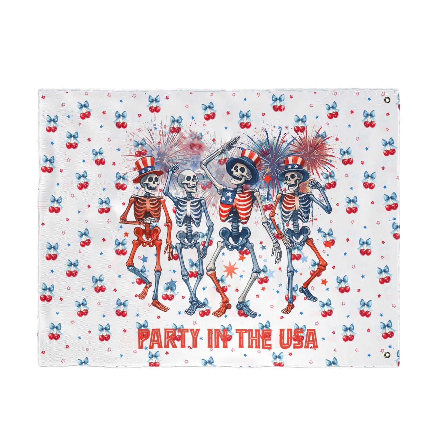 Party in the USA Skeletons Double-Sided Flag — 4th of July Patriotic Decor
