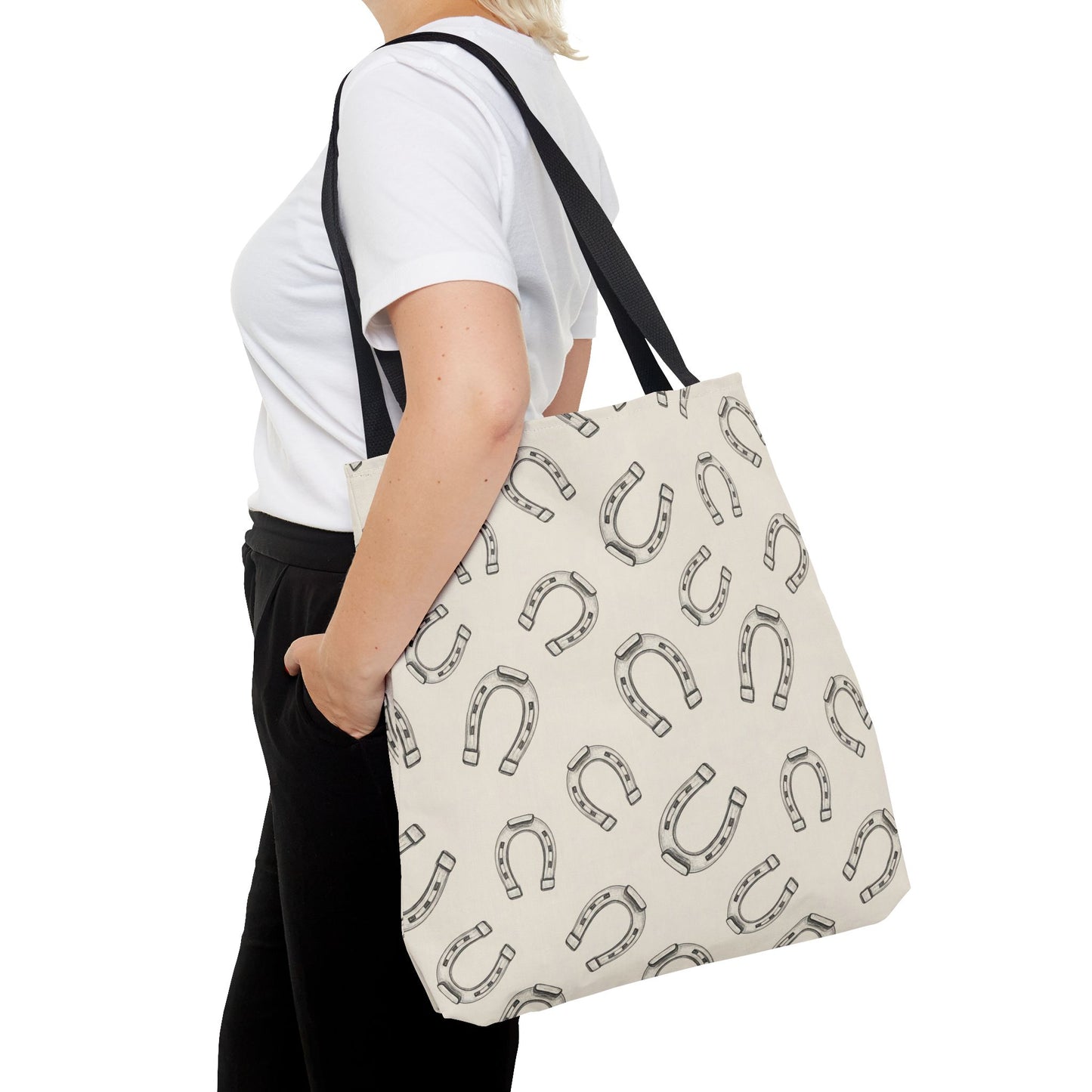 Horseshoe Pattern Tote Bag – Lucky Neutral Printed Canvas Tote