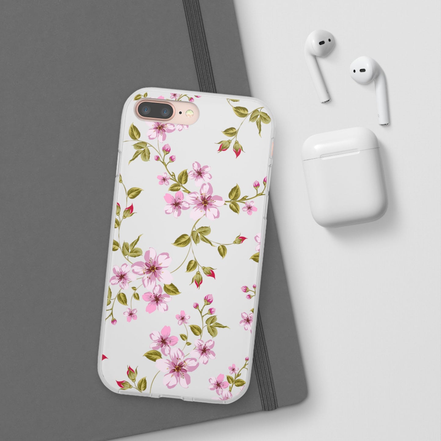 Floral Pink Blossom Flexi Case — Slim Protective Phone Case with Watercolor Cherry Blossom Design