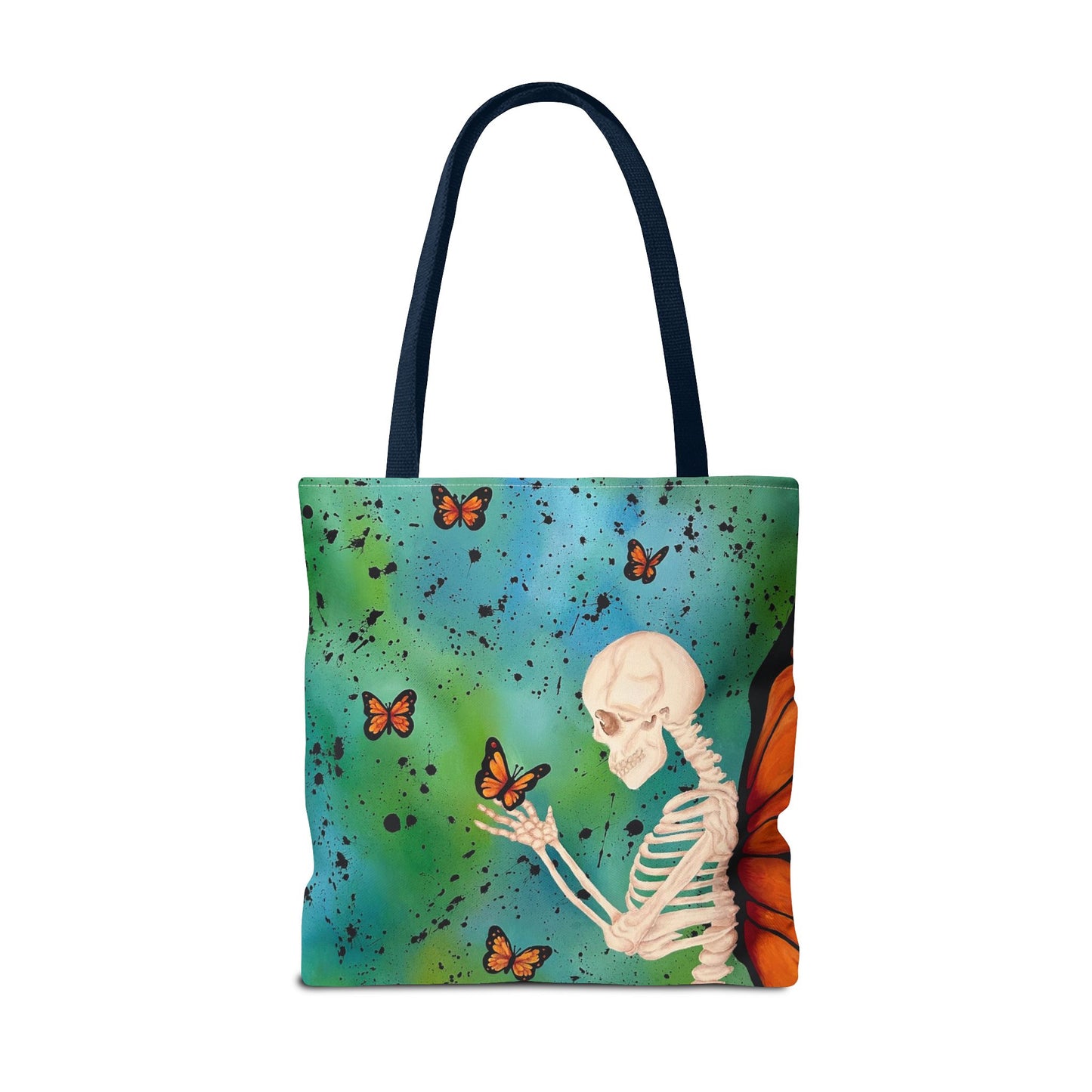 Skeleton & Monarch Tote Bag – Butterfly Skull Art Tote