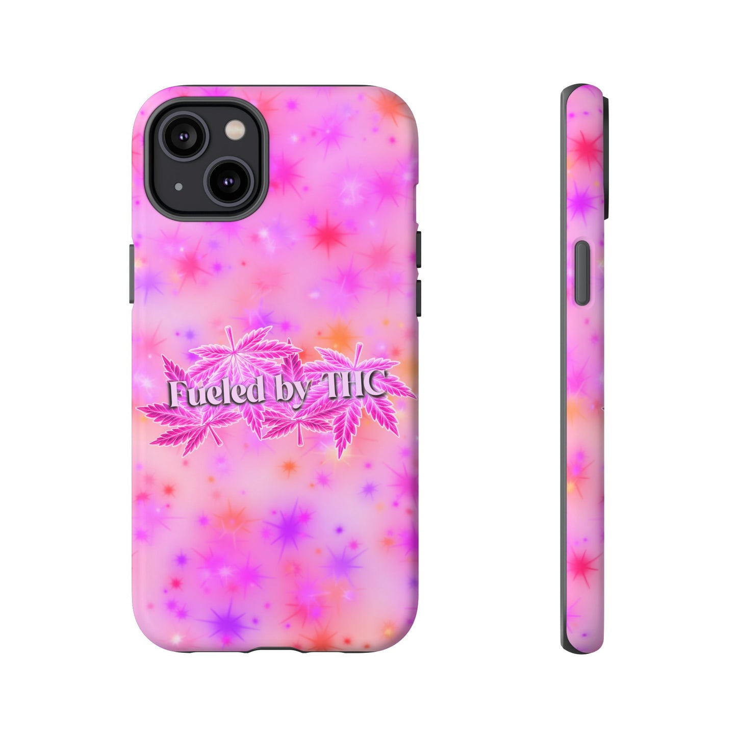 Fueled by THC Phone Case — Pink Cannabis Leaf Protective Case