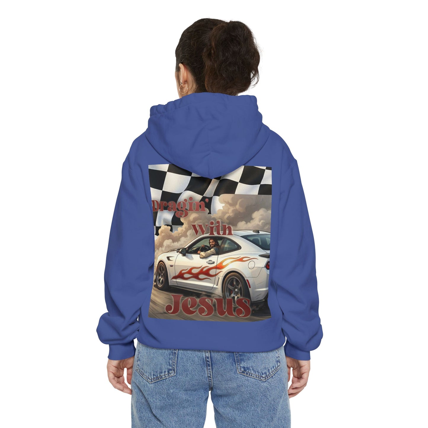 Dragin with Jesus Hoodie — Small Chest Print