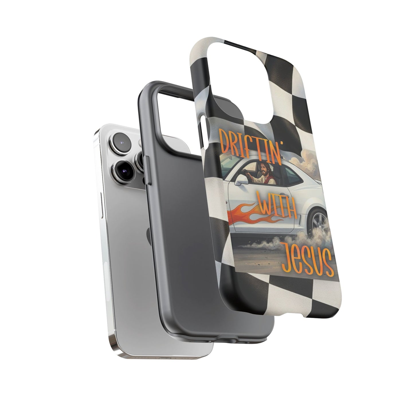 Phone Case — "Driftin' with Jesus" Racing Flag Design- iPhone