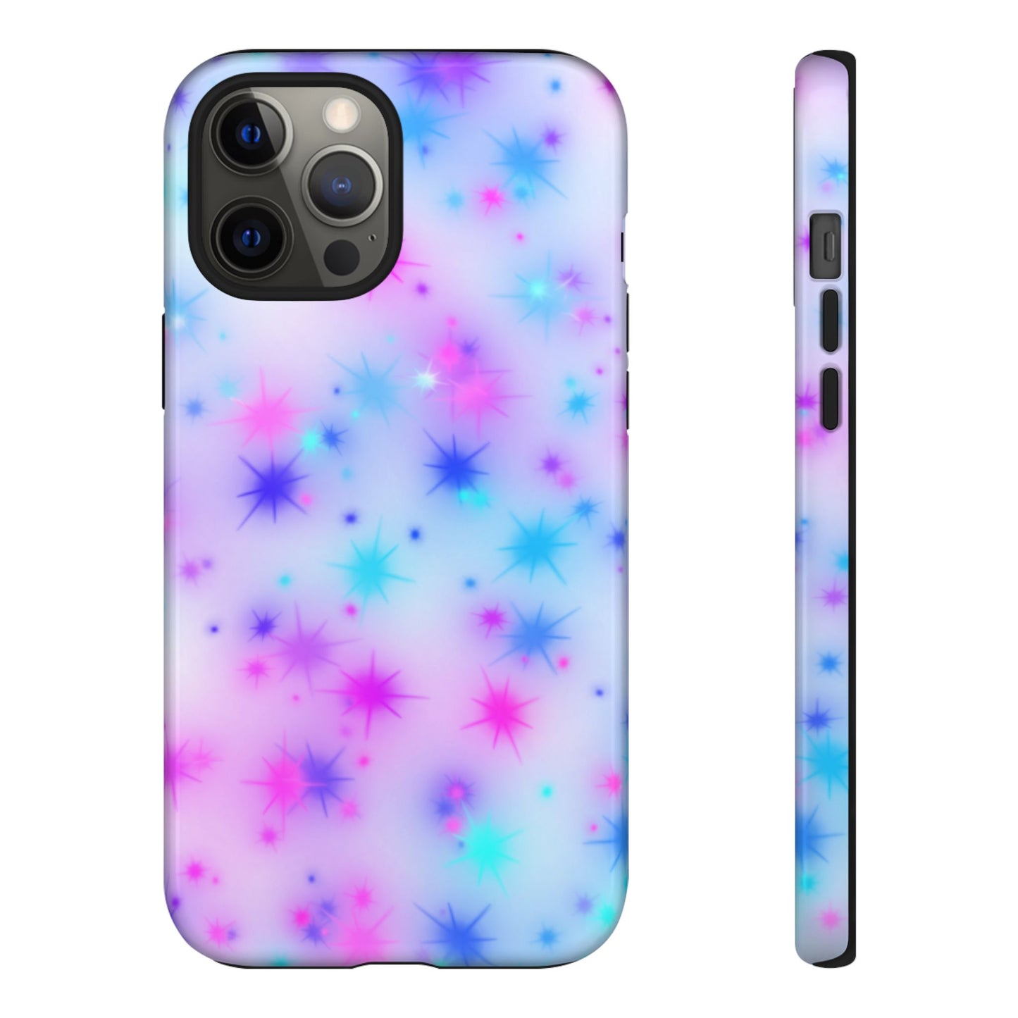 Galaxy Starburst Tough Phone Case — Pastel Pink & Blue Sparkle Protective Cover