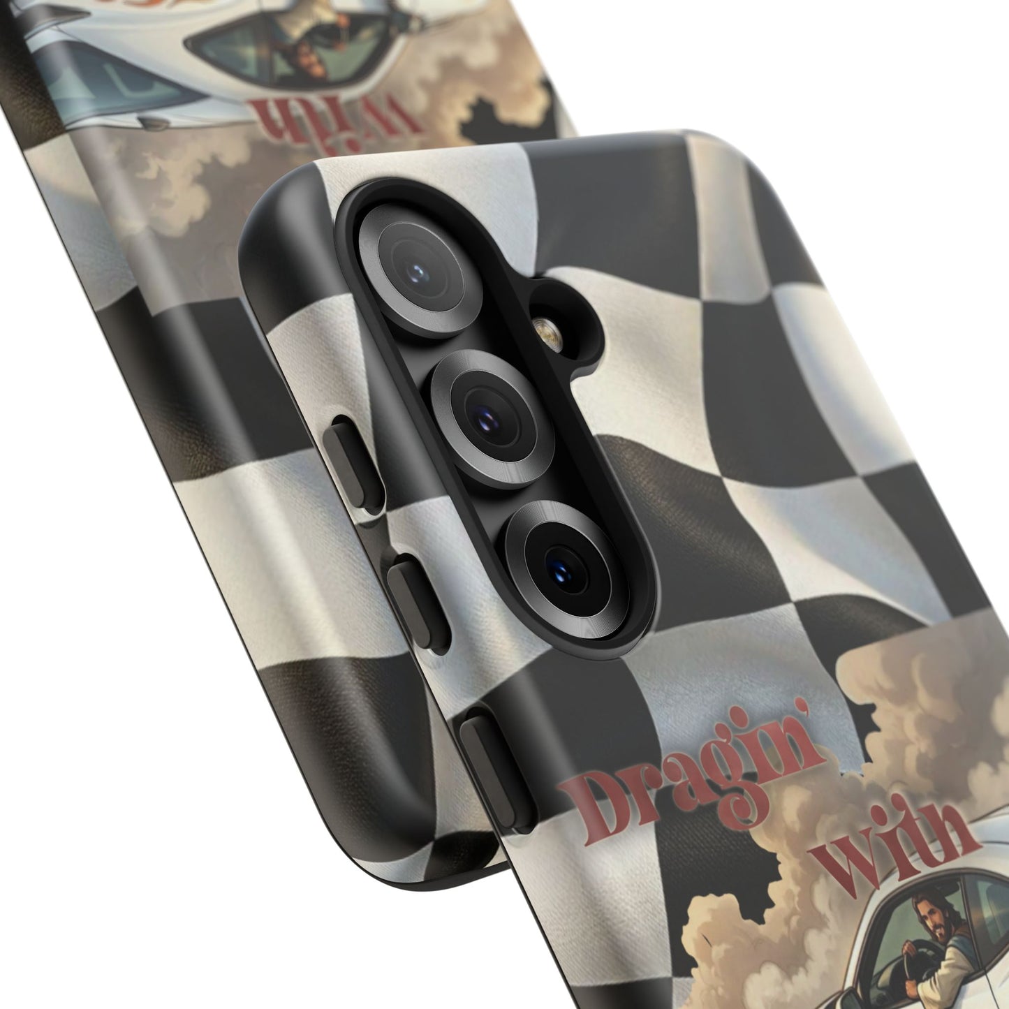 Phone Case — "Dragin' With Jesus" Racing Checkered flag - Samsung / Google phones