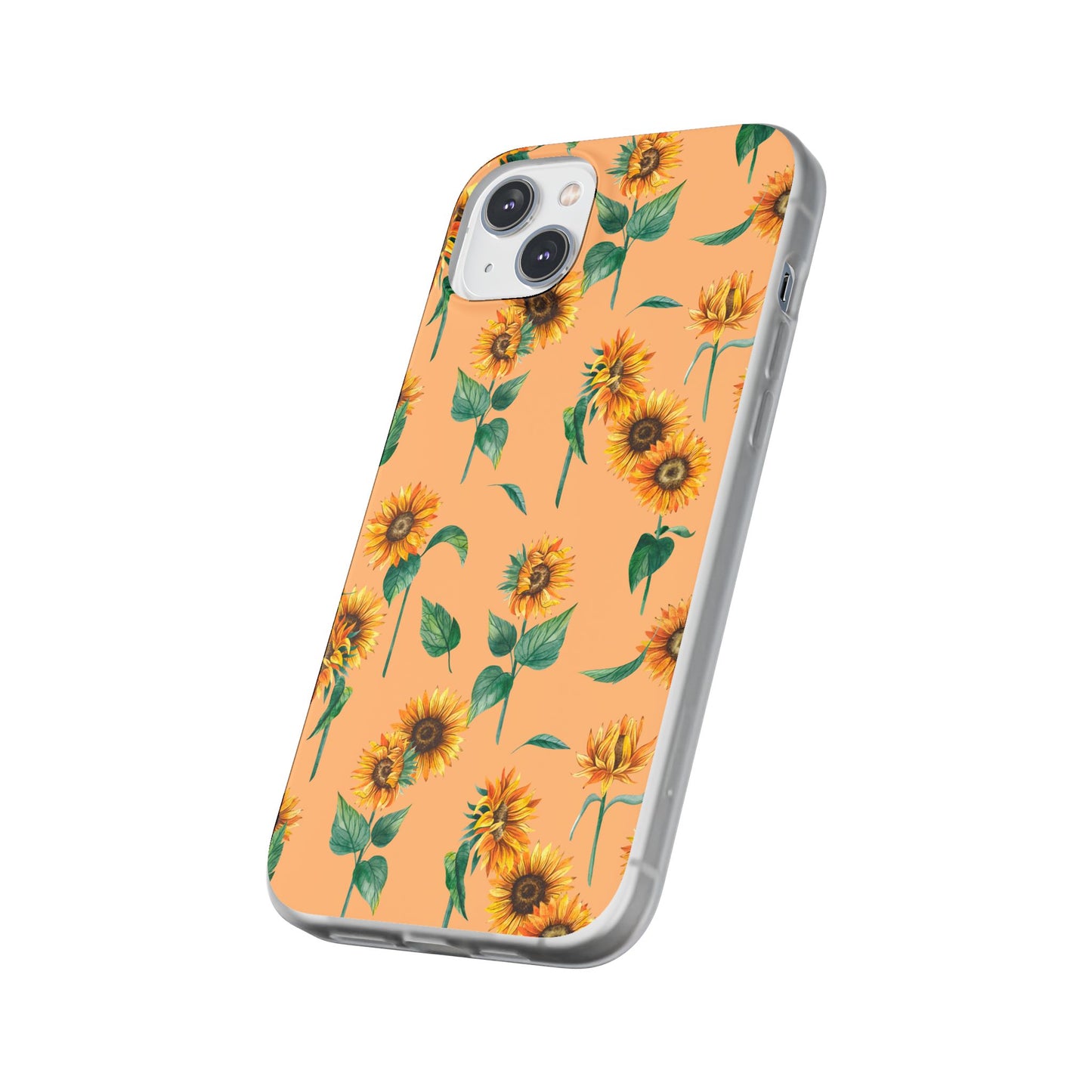 Sunflower Pattern Flexi Case — Floral Phone Case on Peach Background