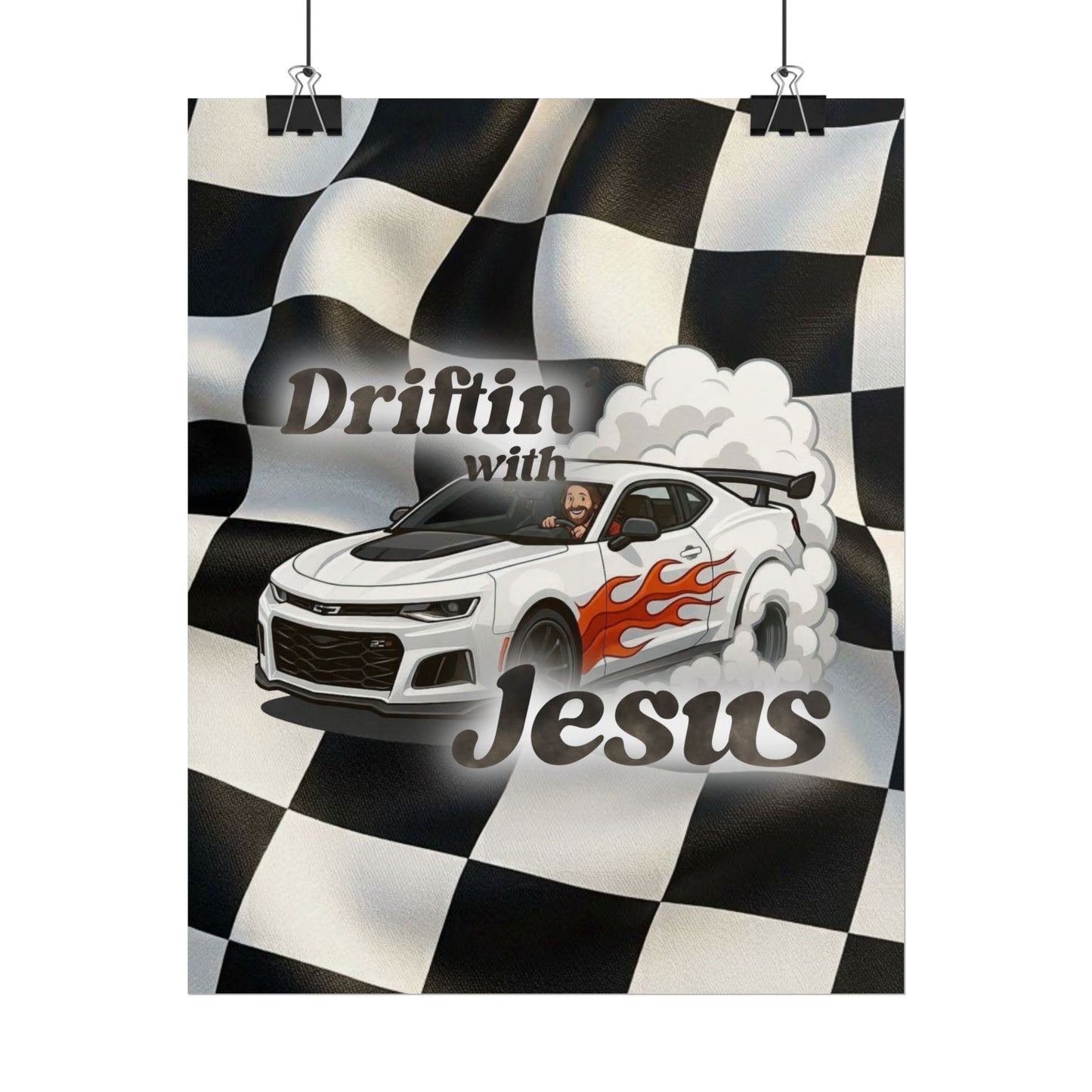 Rolled Poster — "Driftin' with Jesus" Racing Car Wall Art