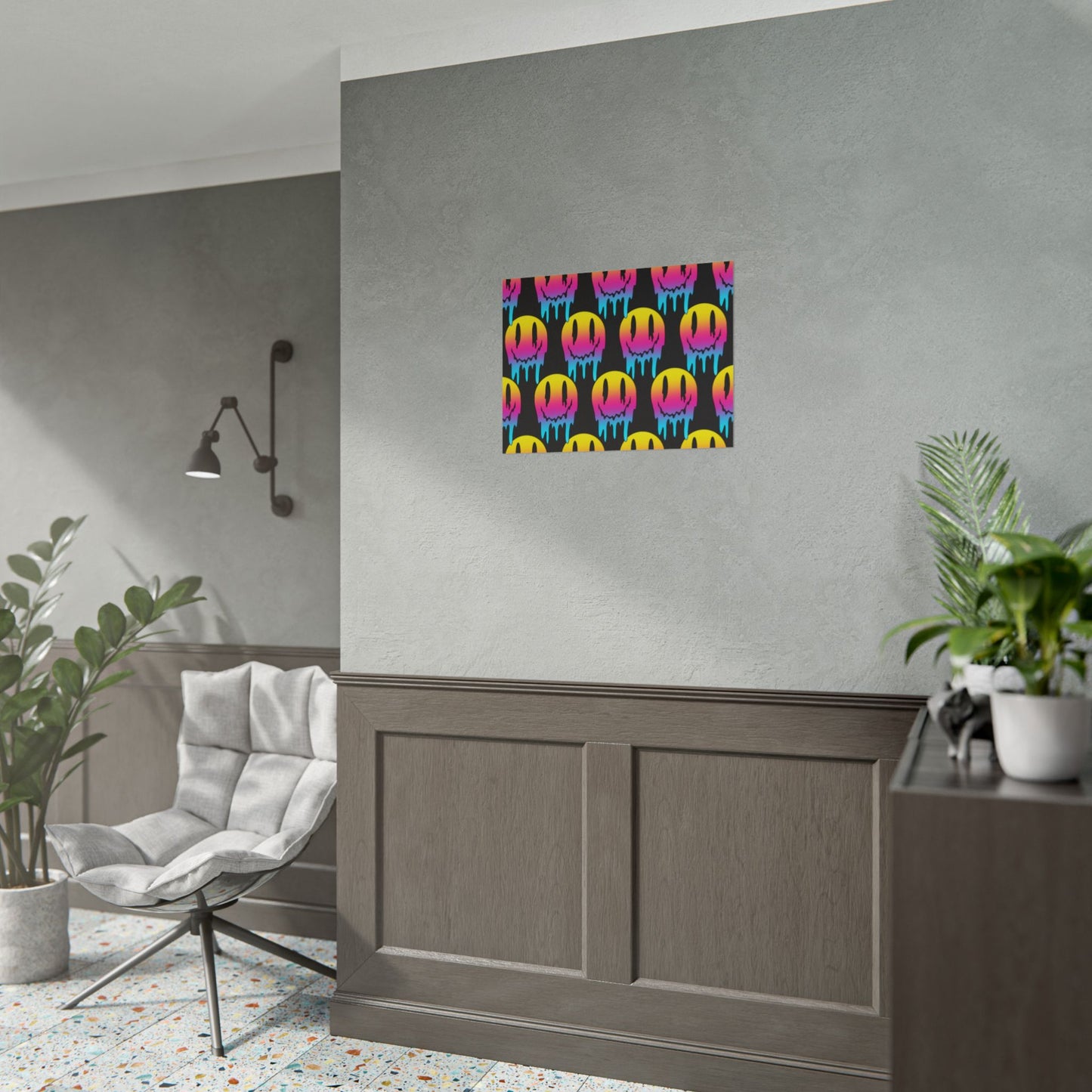 Neon Drip Smiley Poster
