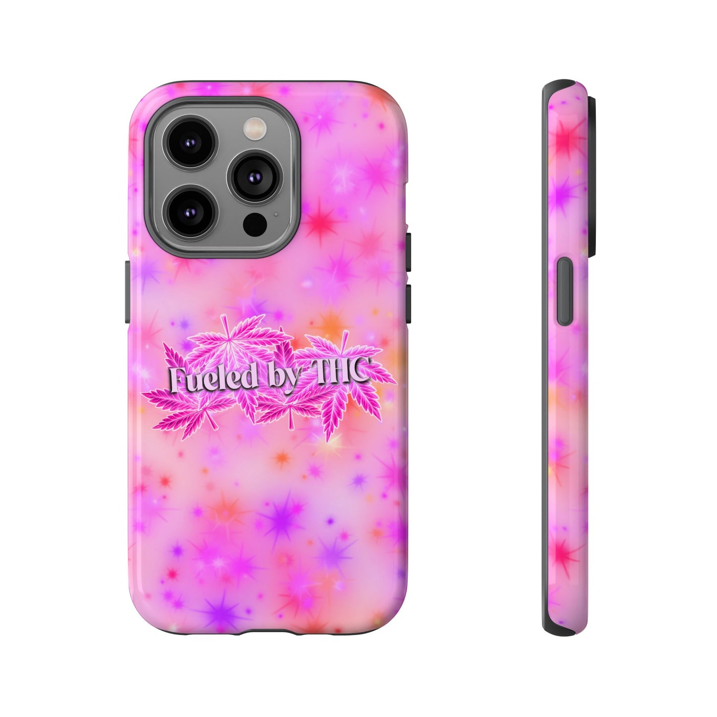Fueled by THC Phone Case — Pink Cannabis Leaf Protective Case