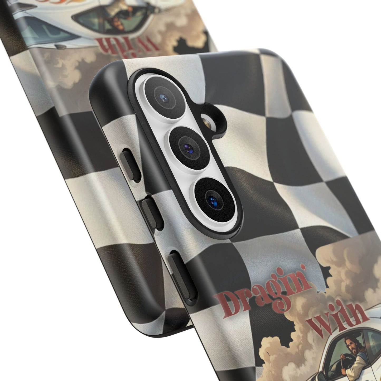 Phone Case — "Dragin' With Jesus" Racing Checkered flag - Samsung / Google phones
