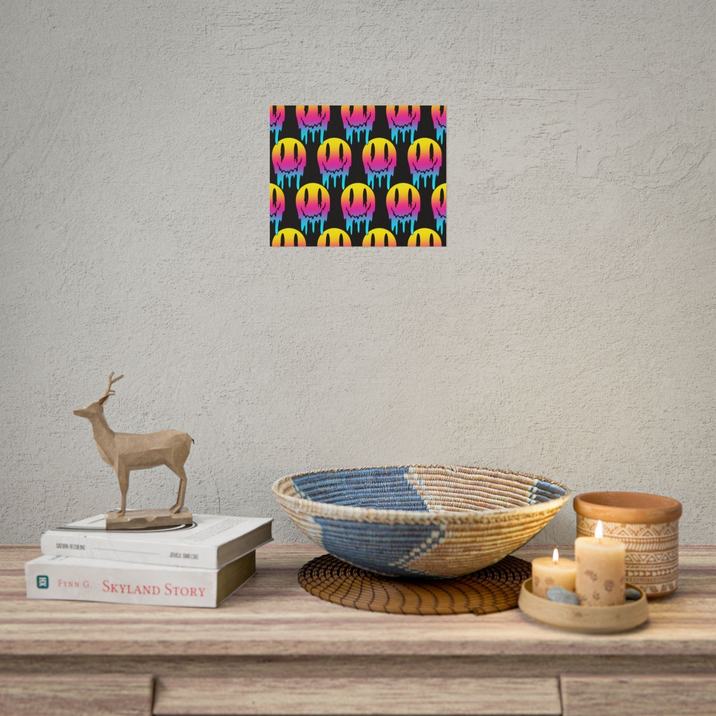 Neon Drip Smiley Poster