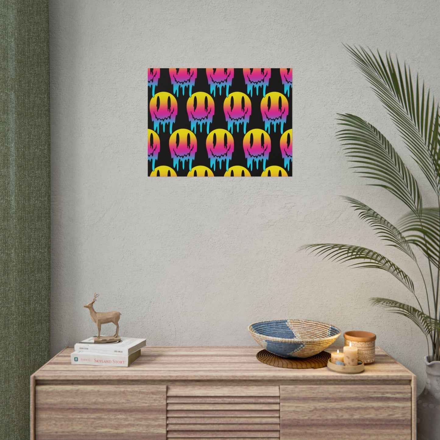 Neon Drip Smiley Poster