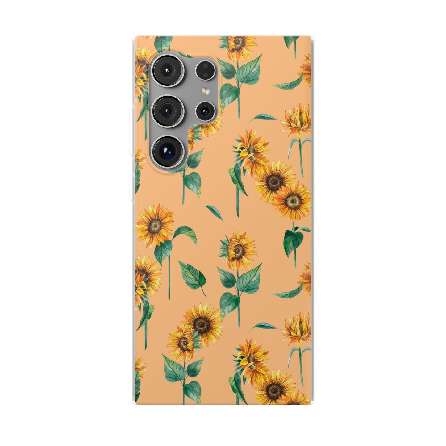 Sunflower Pattern Phone Case — Floral Peach Slim Flexi Case