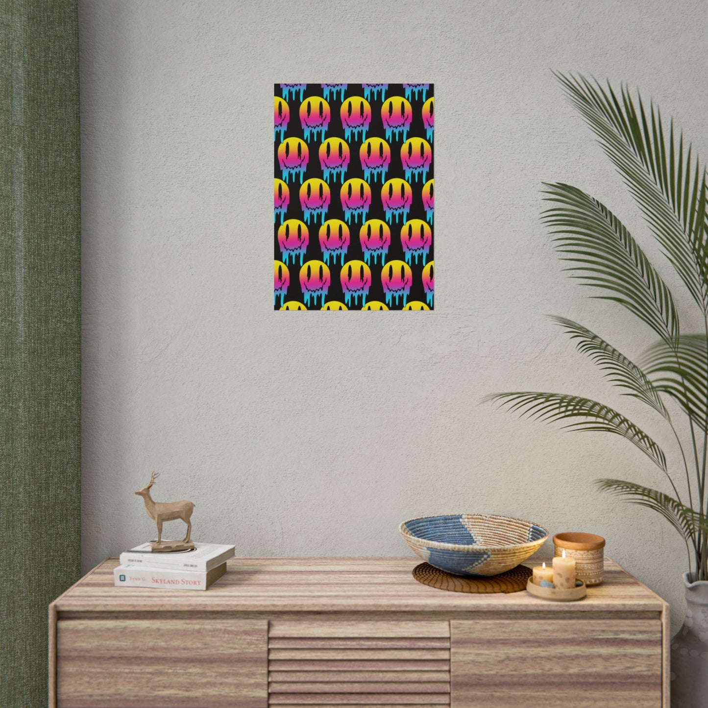 Neon Drip Smiley Poster