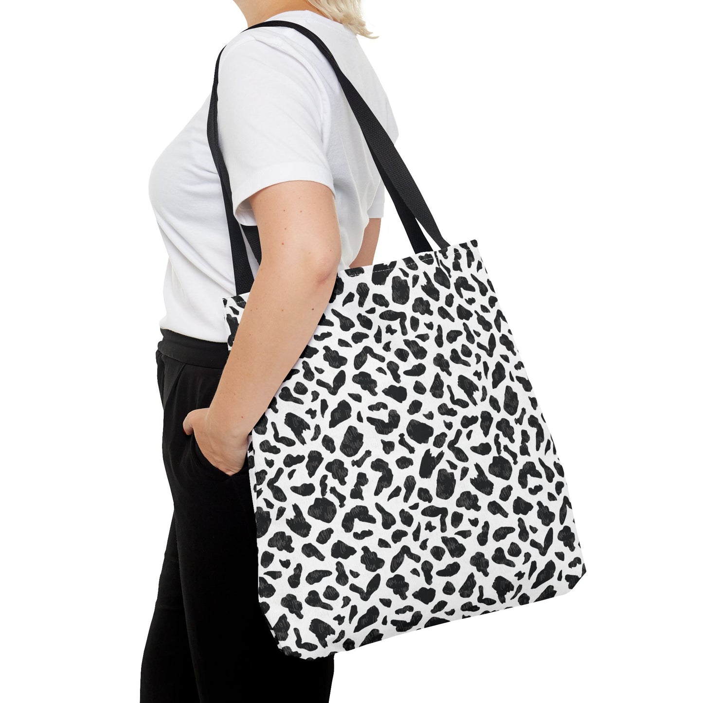 Cow Print Tote Bag – Black & White AOP Canvas Tote