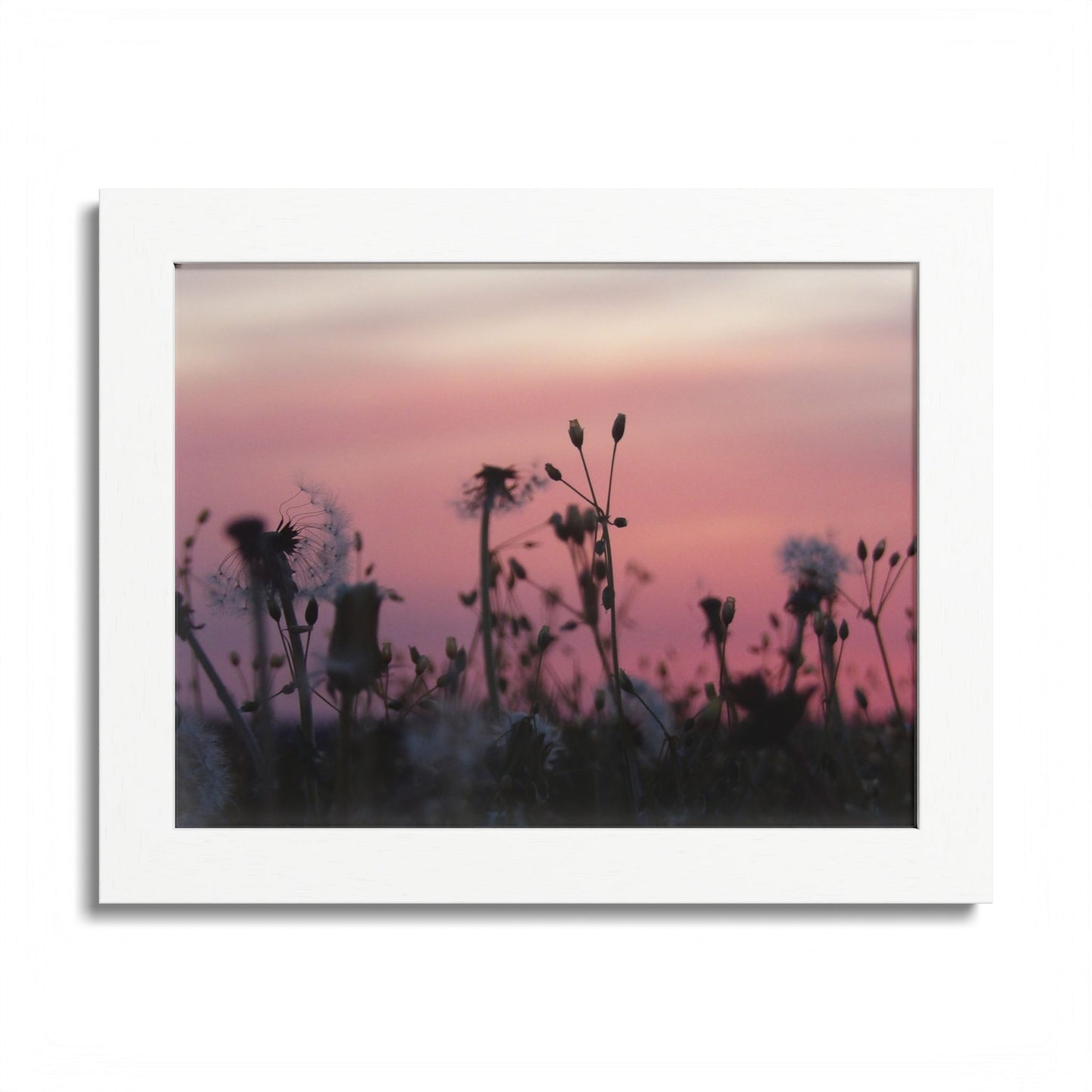 Sunset Meadow Framed Poster — Pink Sky Wildflower Wall Art