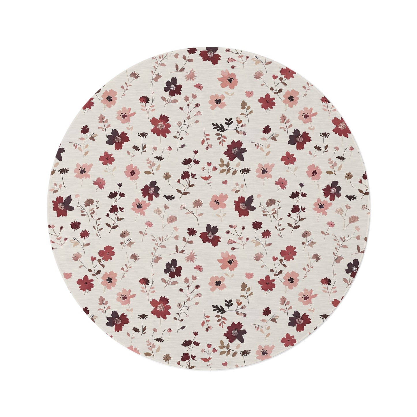 Round Floral Rug — Vintage Pink Wildflower Area Rug