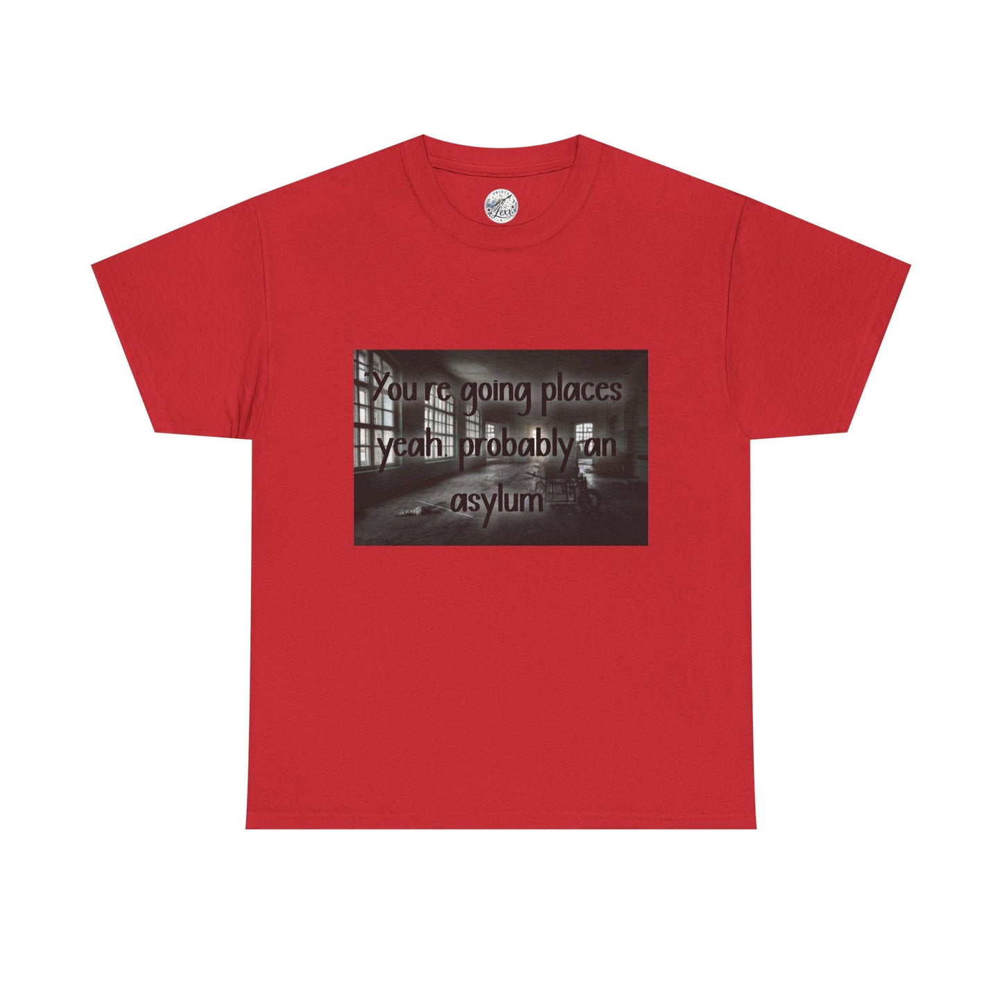 Dark Asylum Photo Tee — "You're Going Places, Yeah Probably the Asylum"