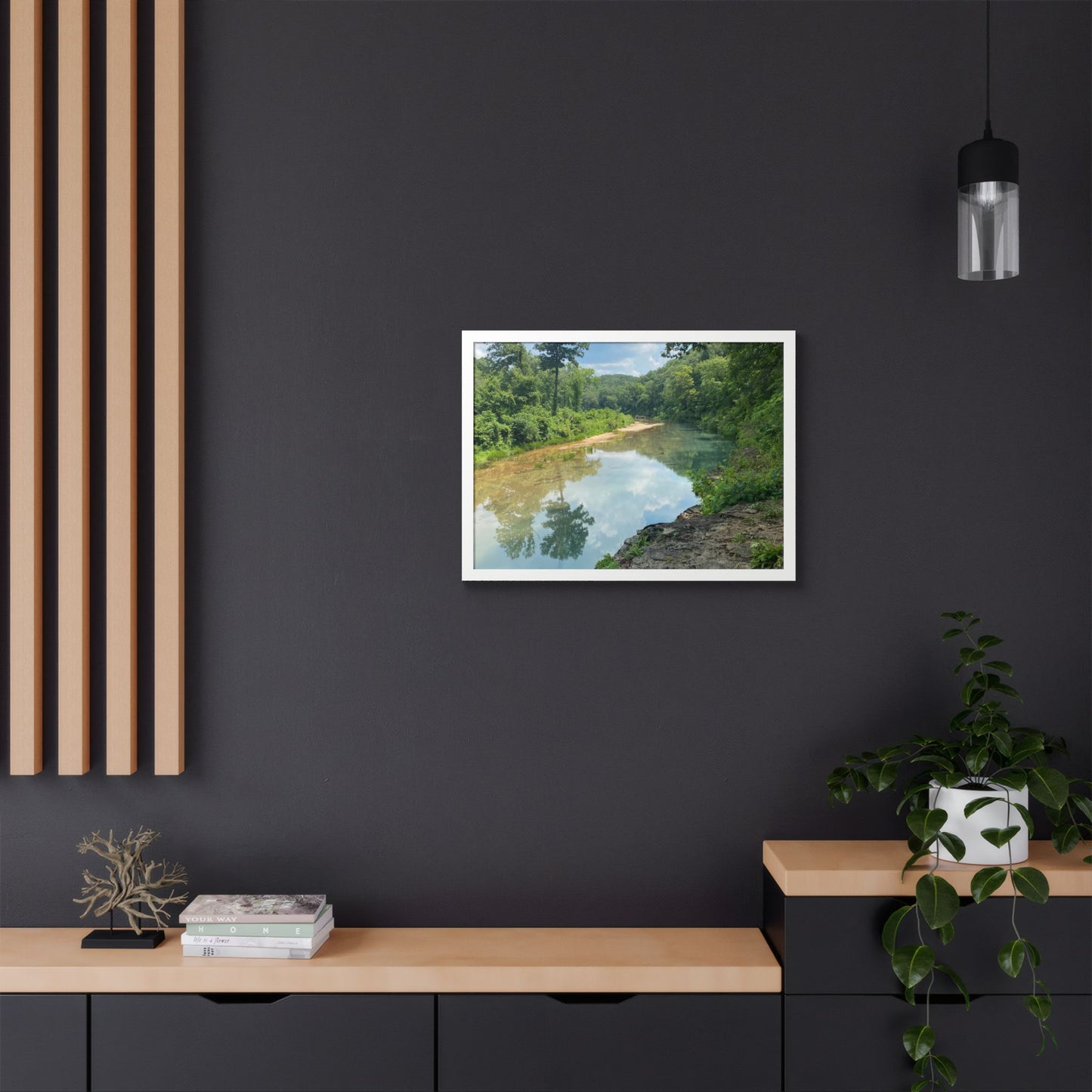 Framed Nature Poster — Serene River Landscape Wall Art