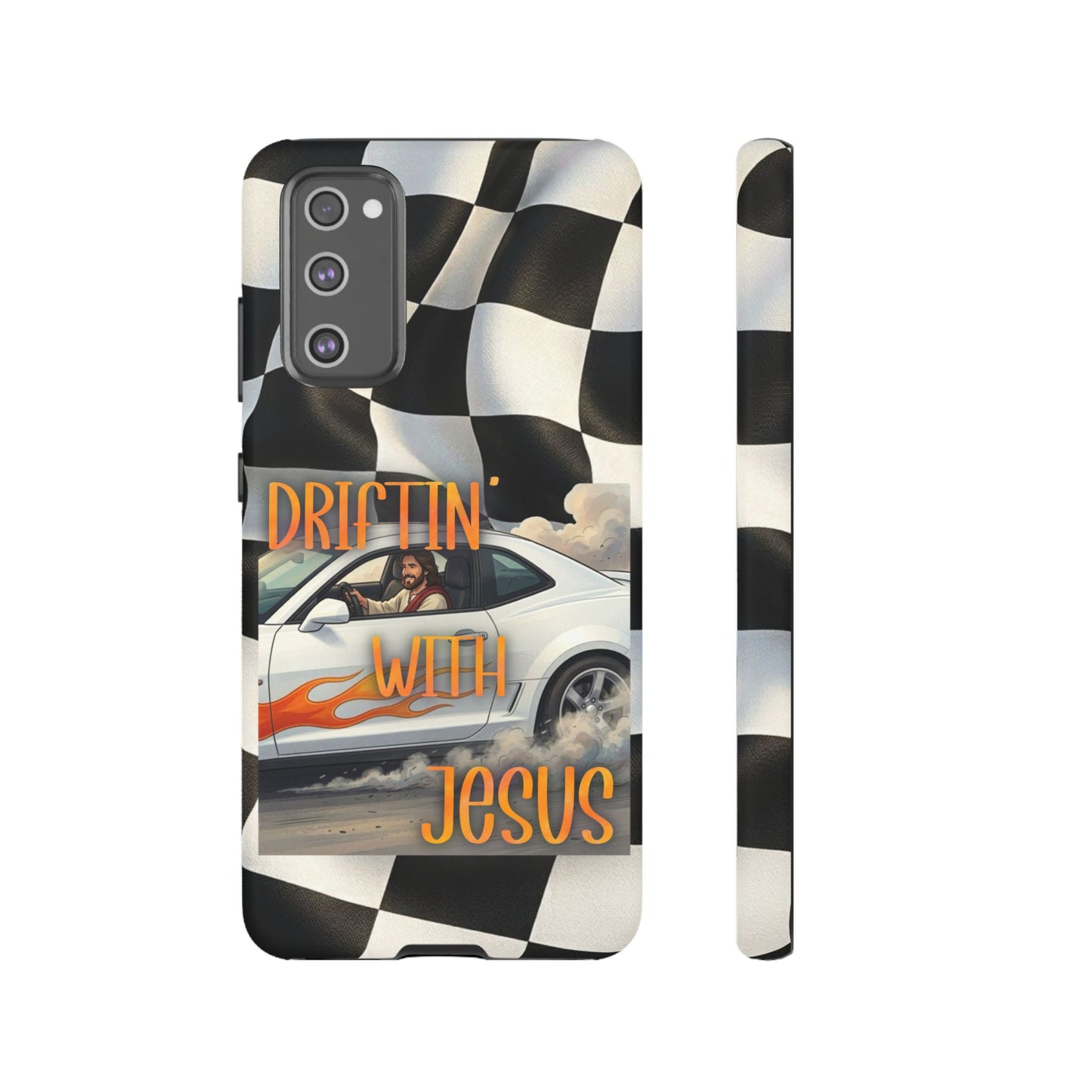 Phone Case — "Driftin' With Jesus" Racing Crosscheck Design - Samsung/ Google phones