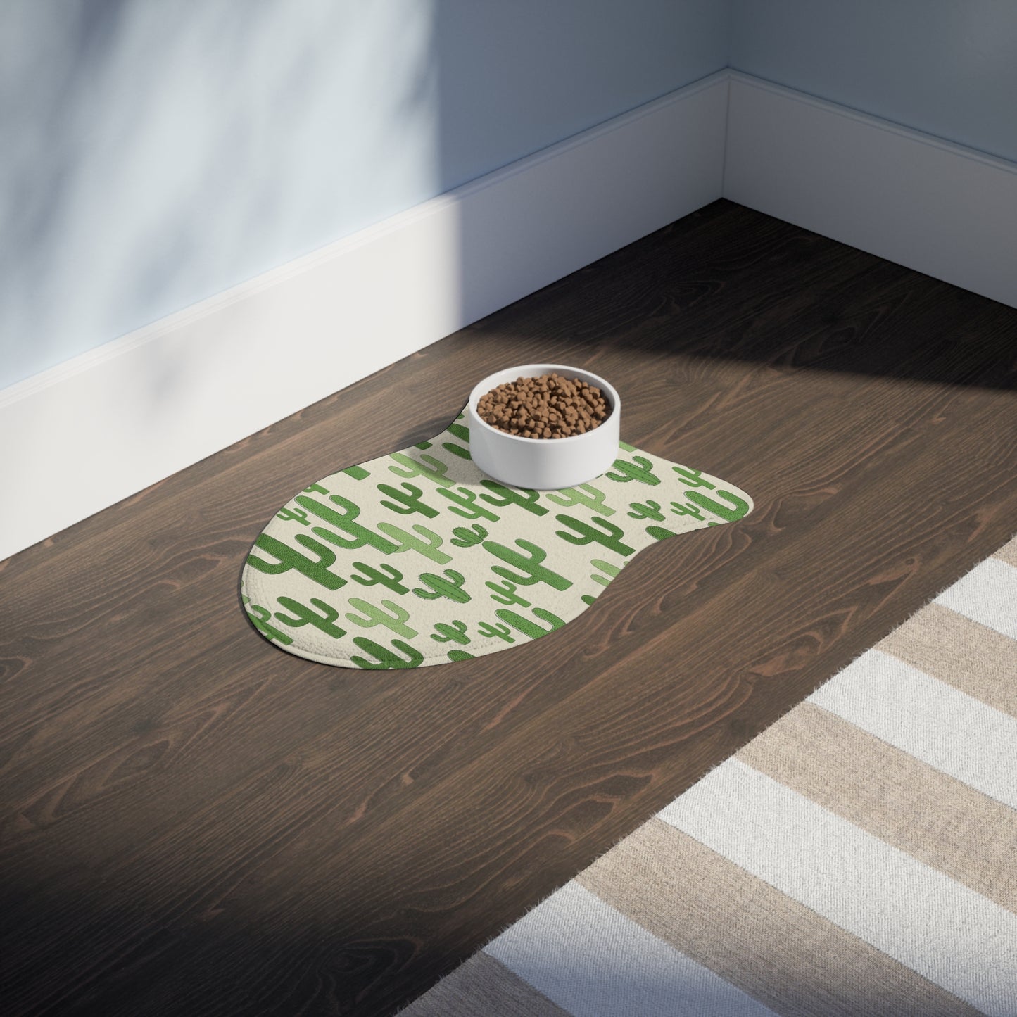 Cactus Pattern Pet Feeding Mat — Non-Slip Dog & Cat Bowl Placemat