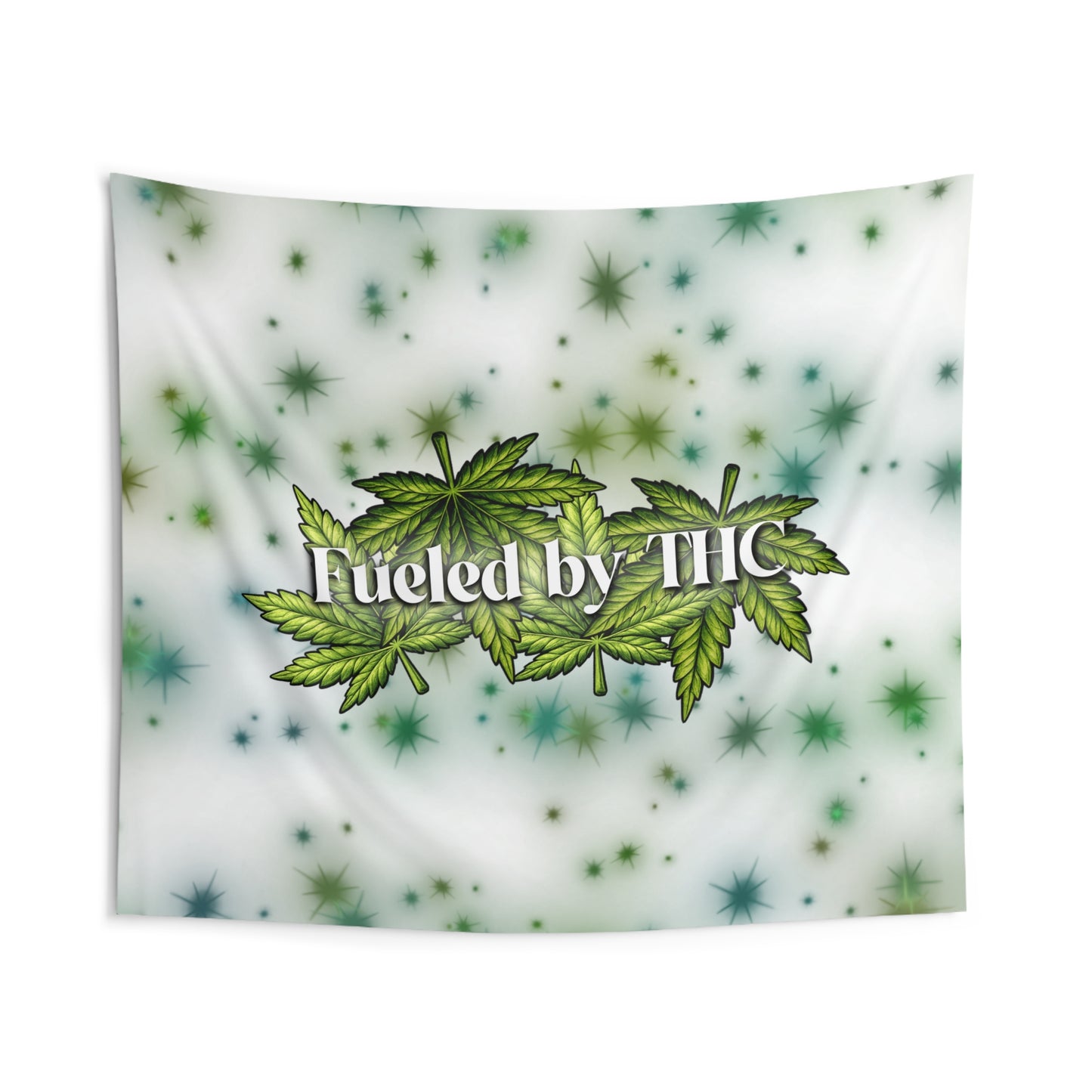 “Fueled by THC” Leaf Wall Tapestry – Cannabis Decor for Dorms & Living Rooms
