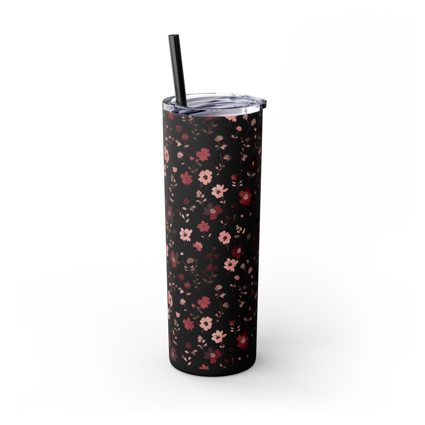Floral Skinny Tumbler 20oz – Pink Blossom Straw Cup