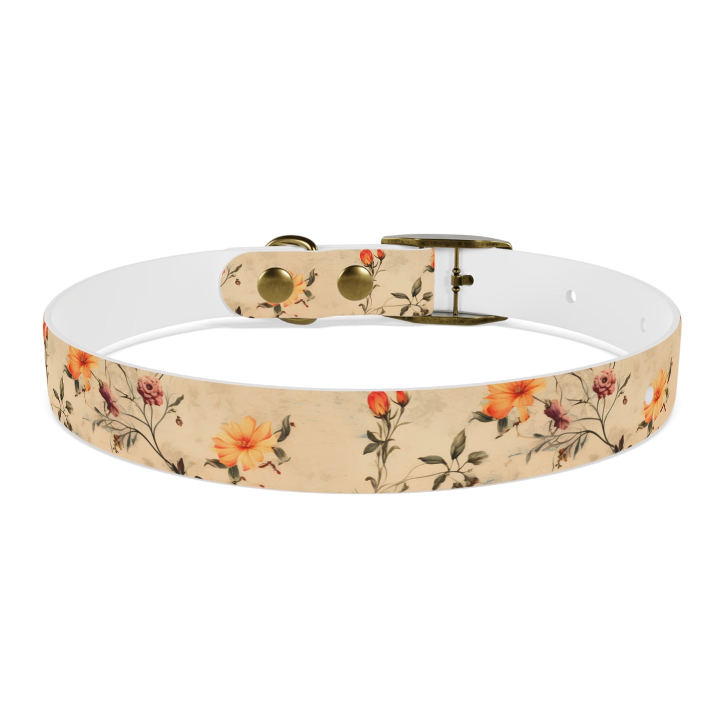Floral Vintage Dog Collar – Peach Rose Print Pet Collar