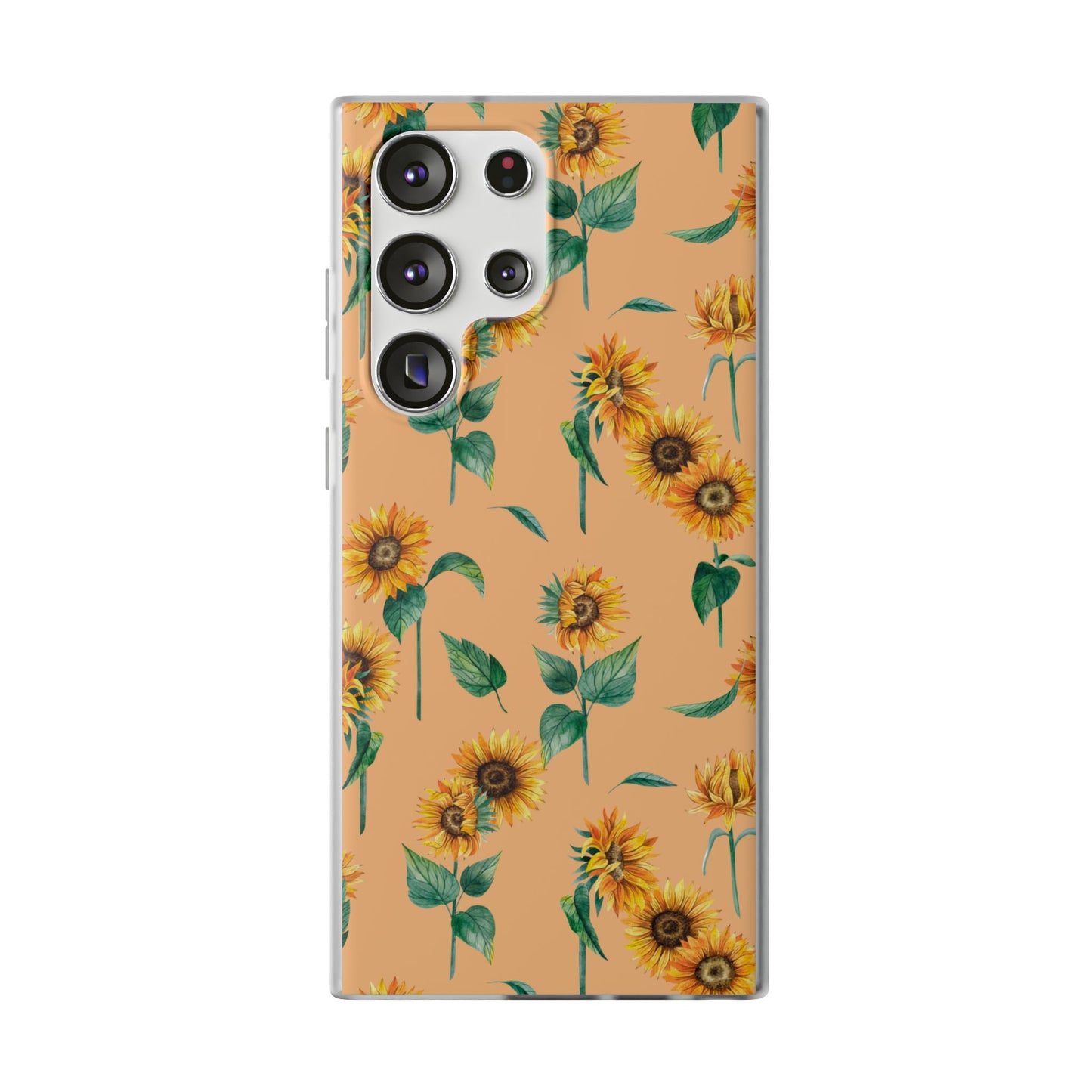 Sunflower Pattern Phone Case — Floral Peach Slim Flexi Case