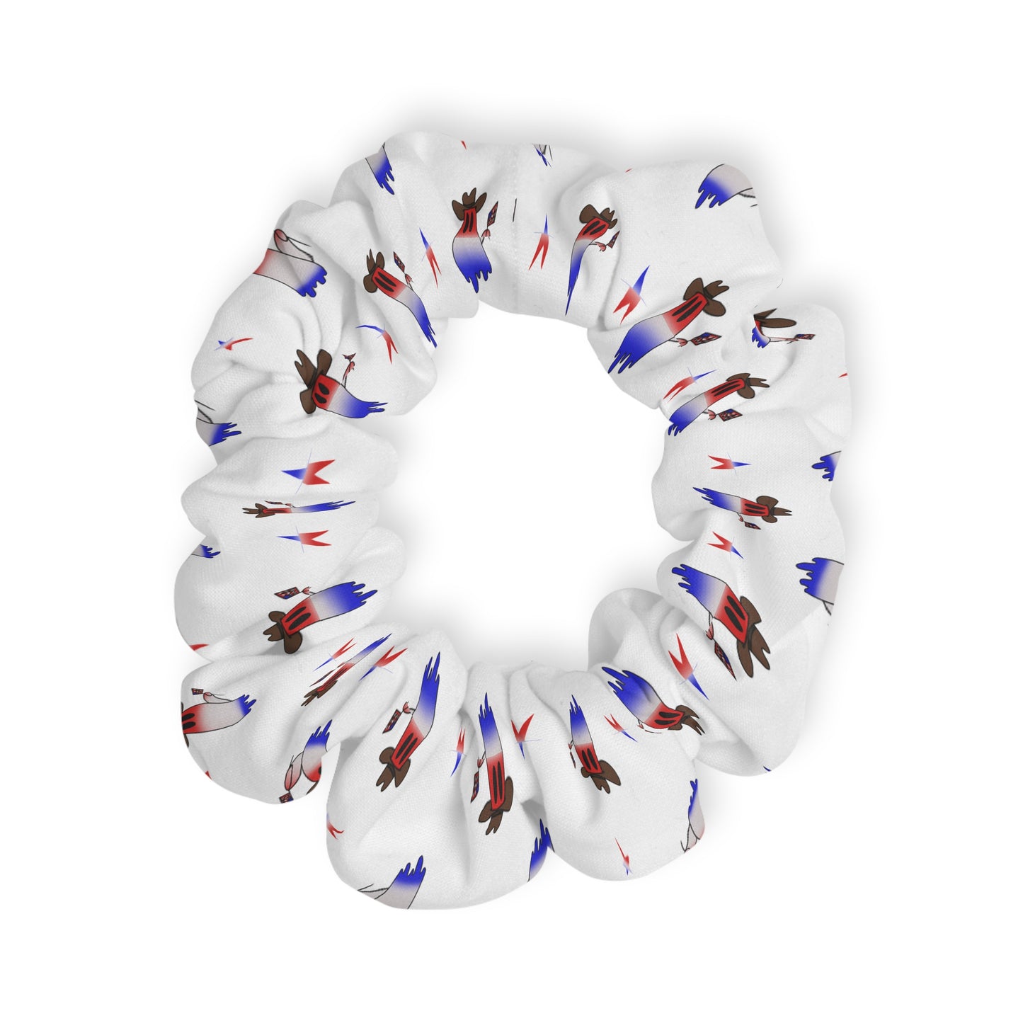 Patriotic Red White Blue Rocket Scrunchie — 4th of July Hair Tie