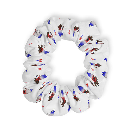 Patriotic Red White Blue Rocket Scrunchie — 4th of July Hair Tie
